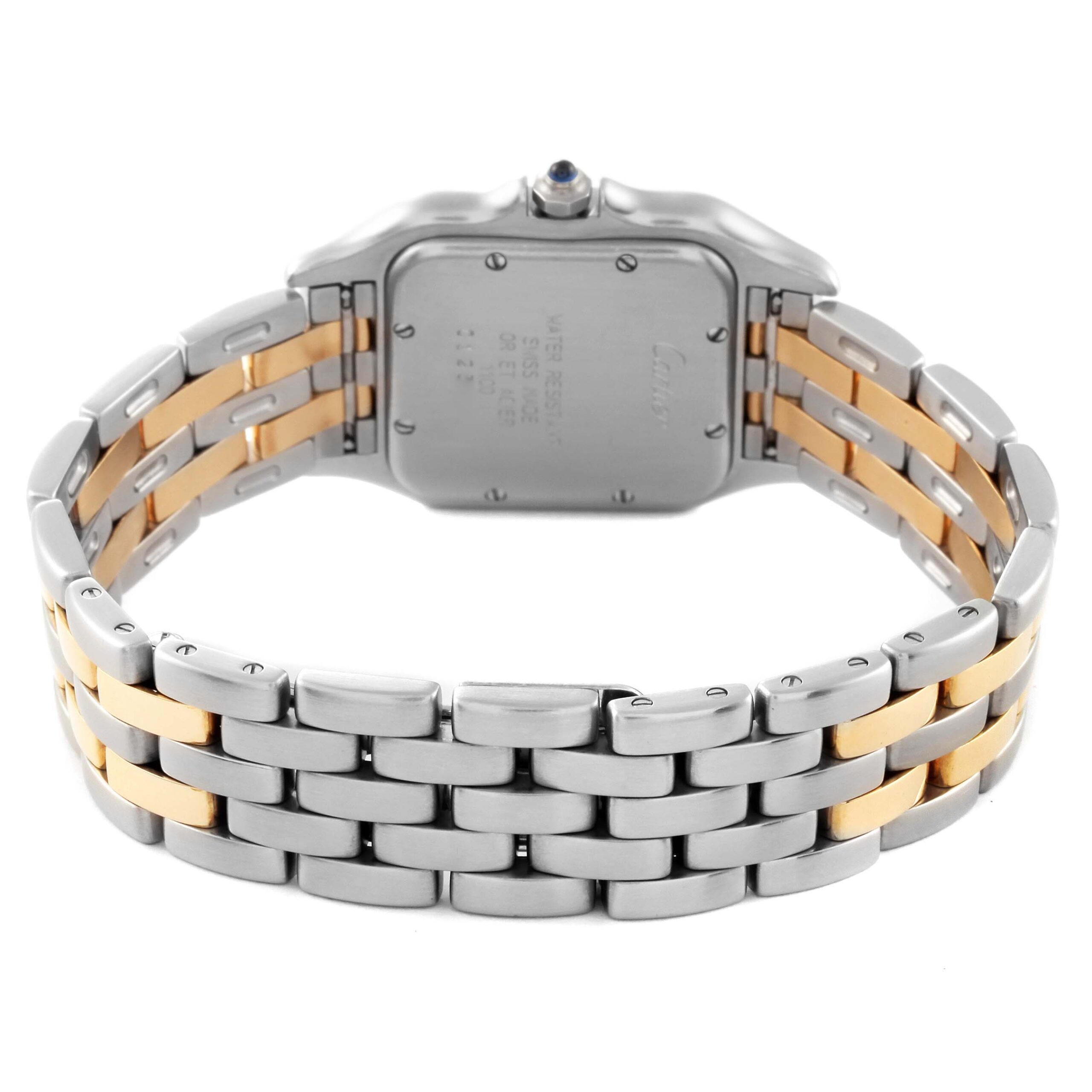 Cartier Panthere Large Steel Yellow Gold Two Row Watch W25028B8 Box Papers