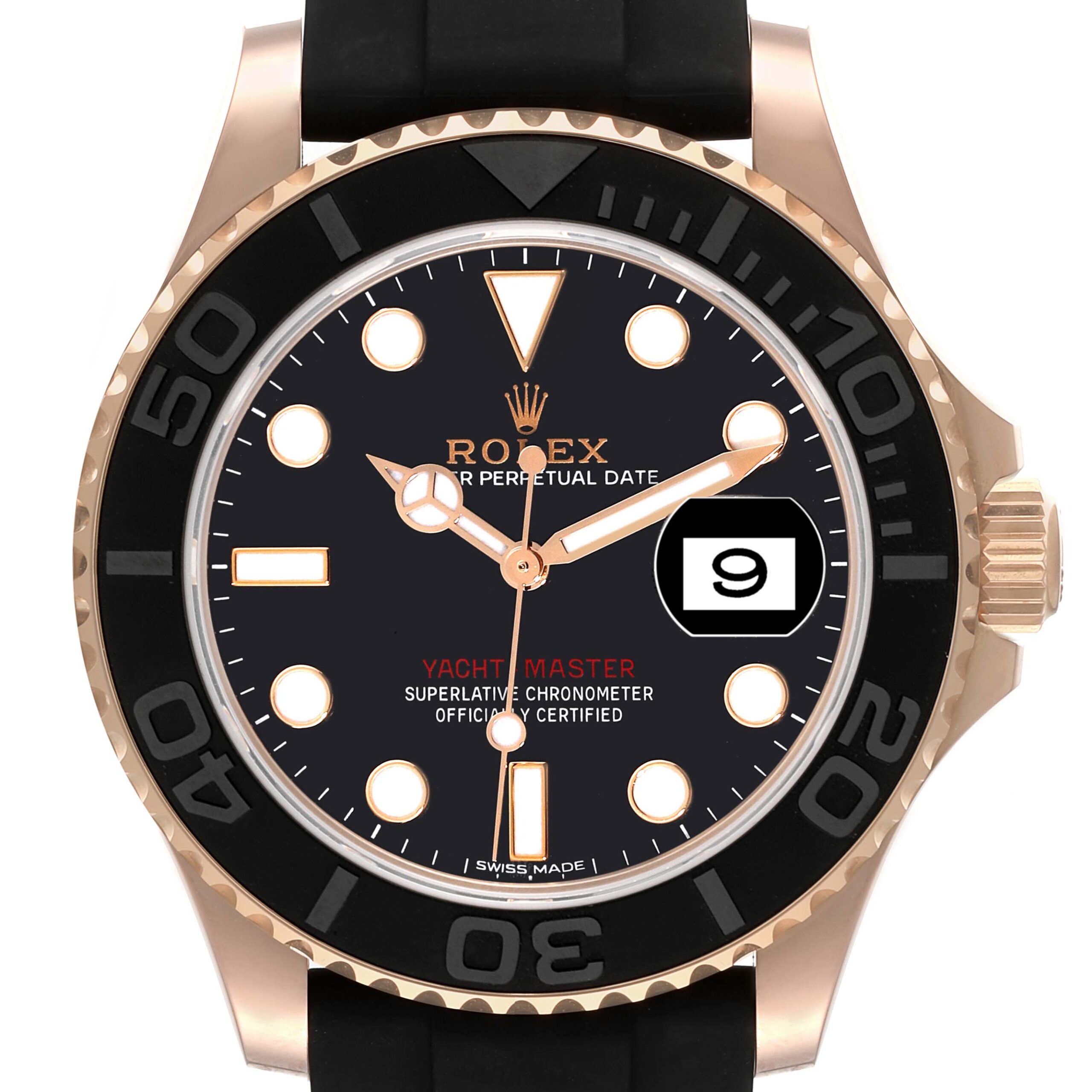Rolex Yachtmaster 40mm Rose Gold Oysterflex Bracelet Mens Watch 116655 Box Card