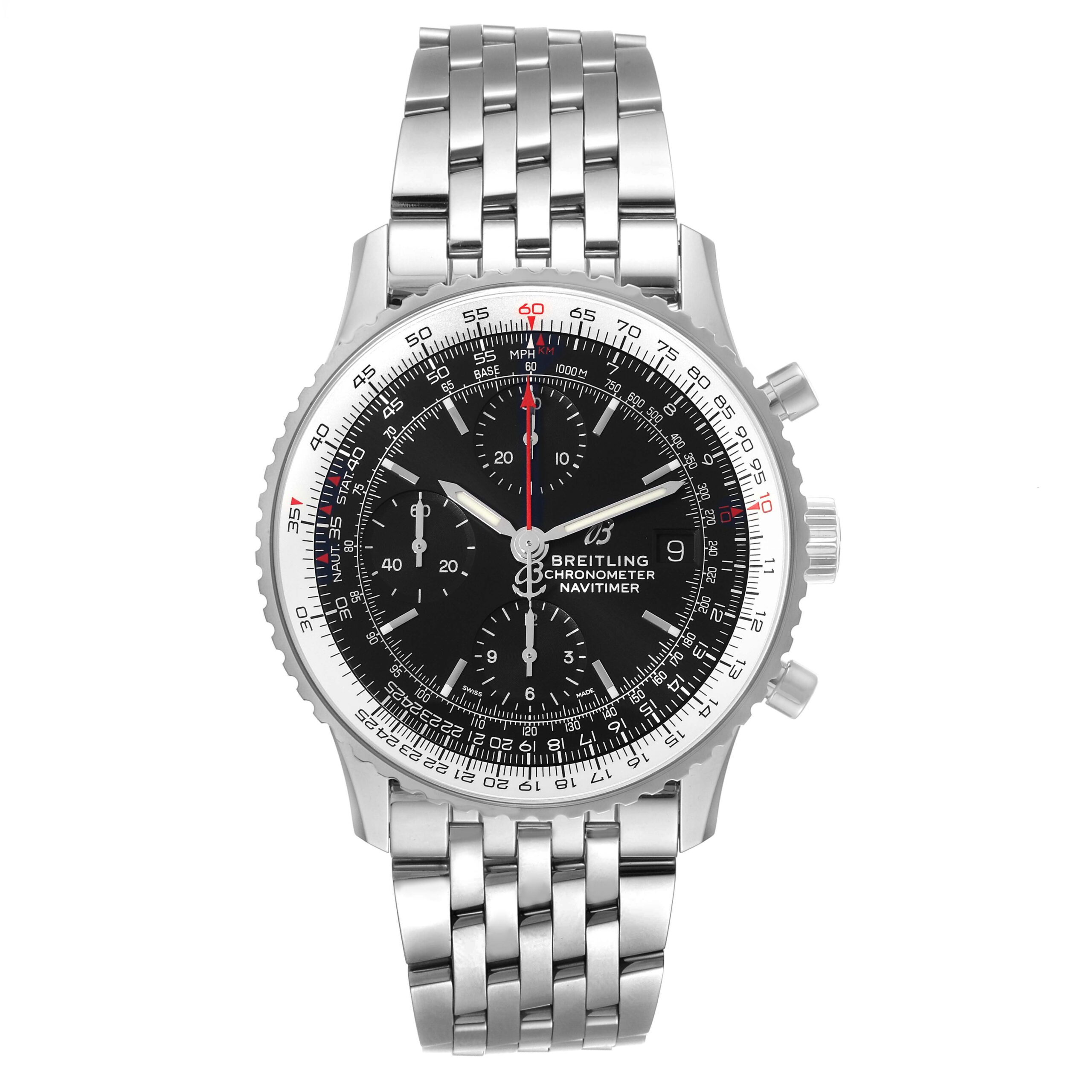 Breitling Navitimer Heritage Black Dial Steel Mens Watch A13324 Box Card