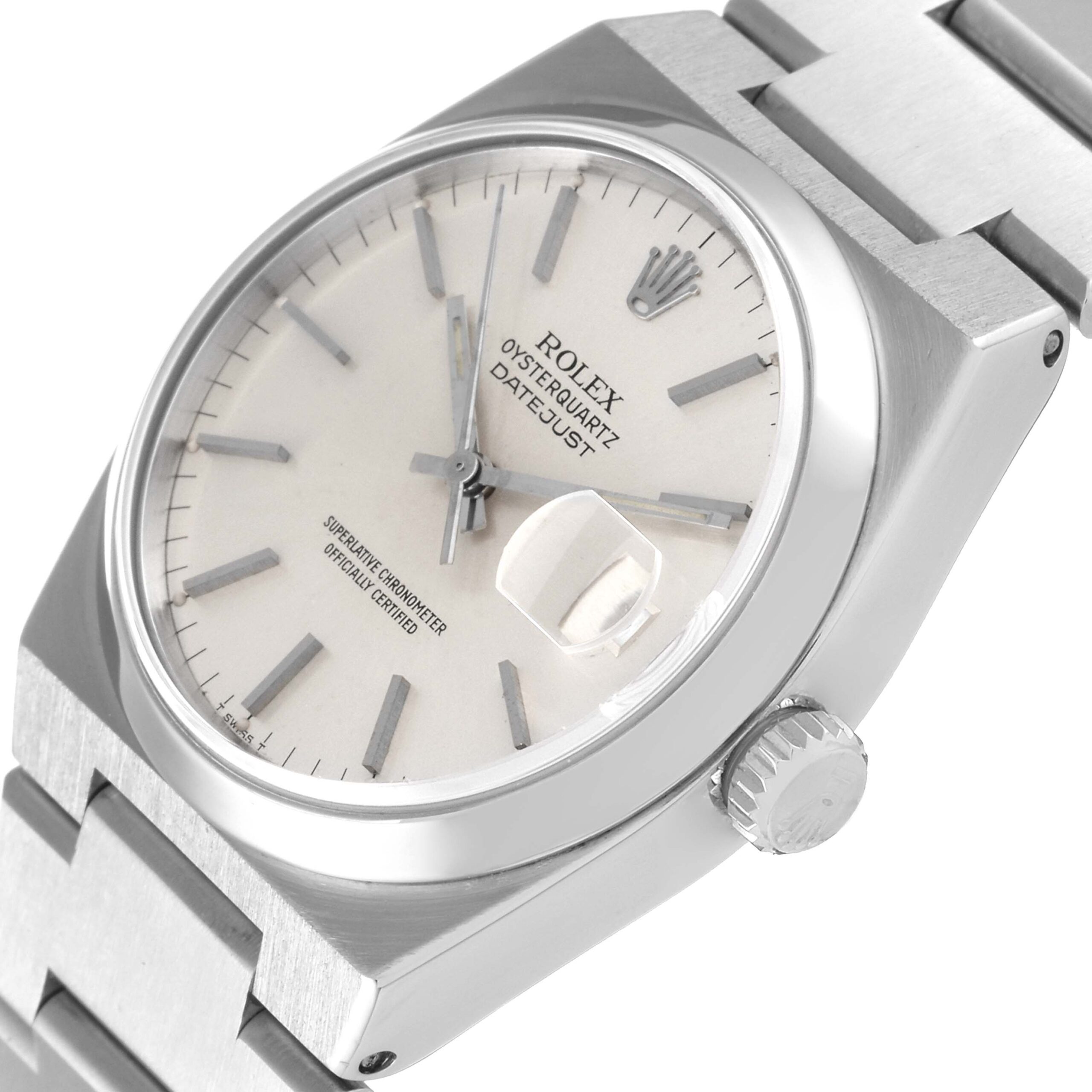 Rolex Oysterquartz Datejust Silver Dial Steel Mens Watch 17000