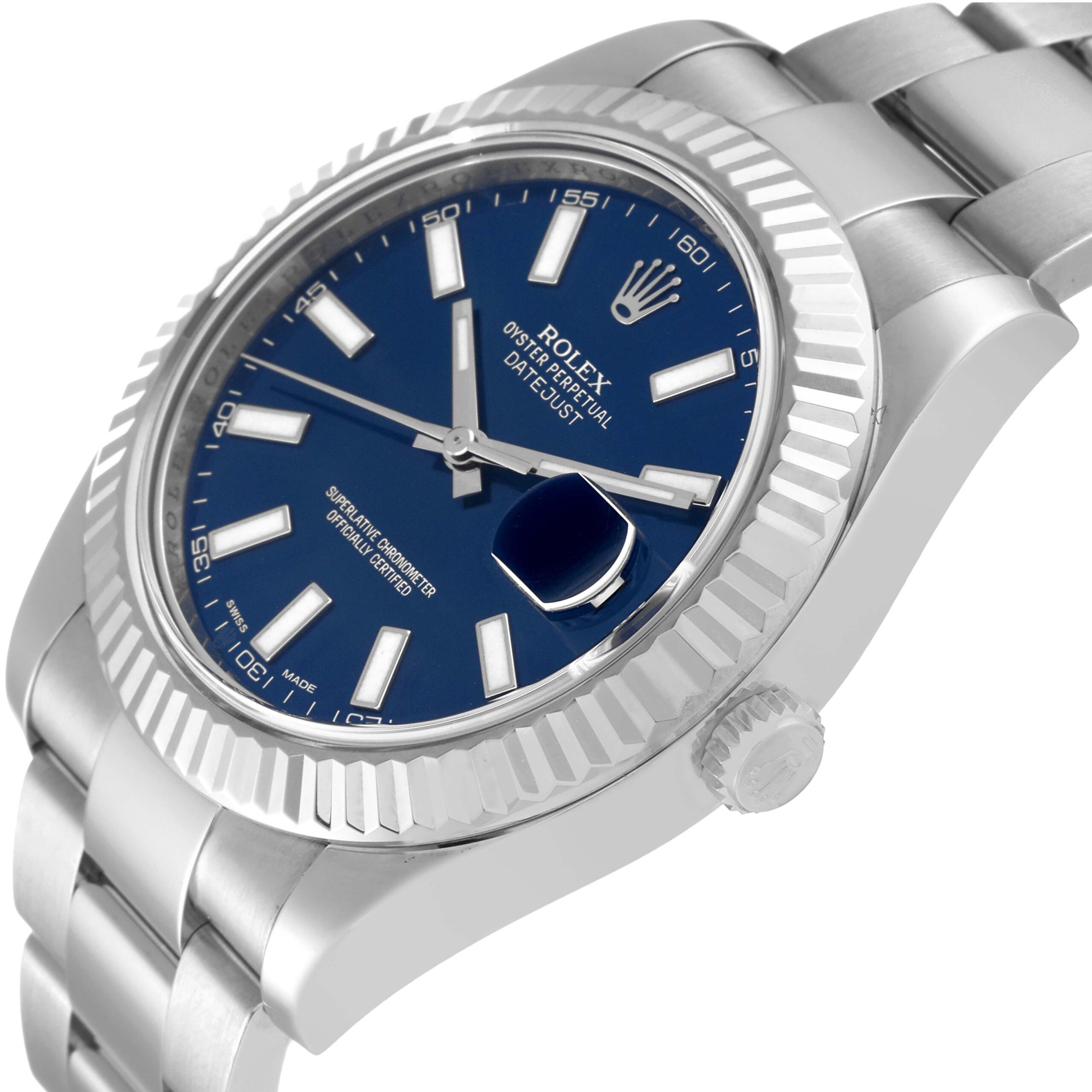 Rolex Datejust II 41 Blue Dial Steel White Gold Mens Watch 116334