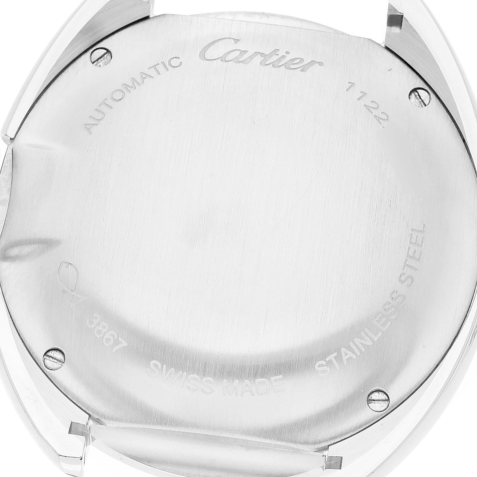 Cartier Cle Silver Guilloche Dial Diamond Steel Ladies Watch W4CL0005 Box Papers