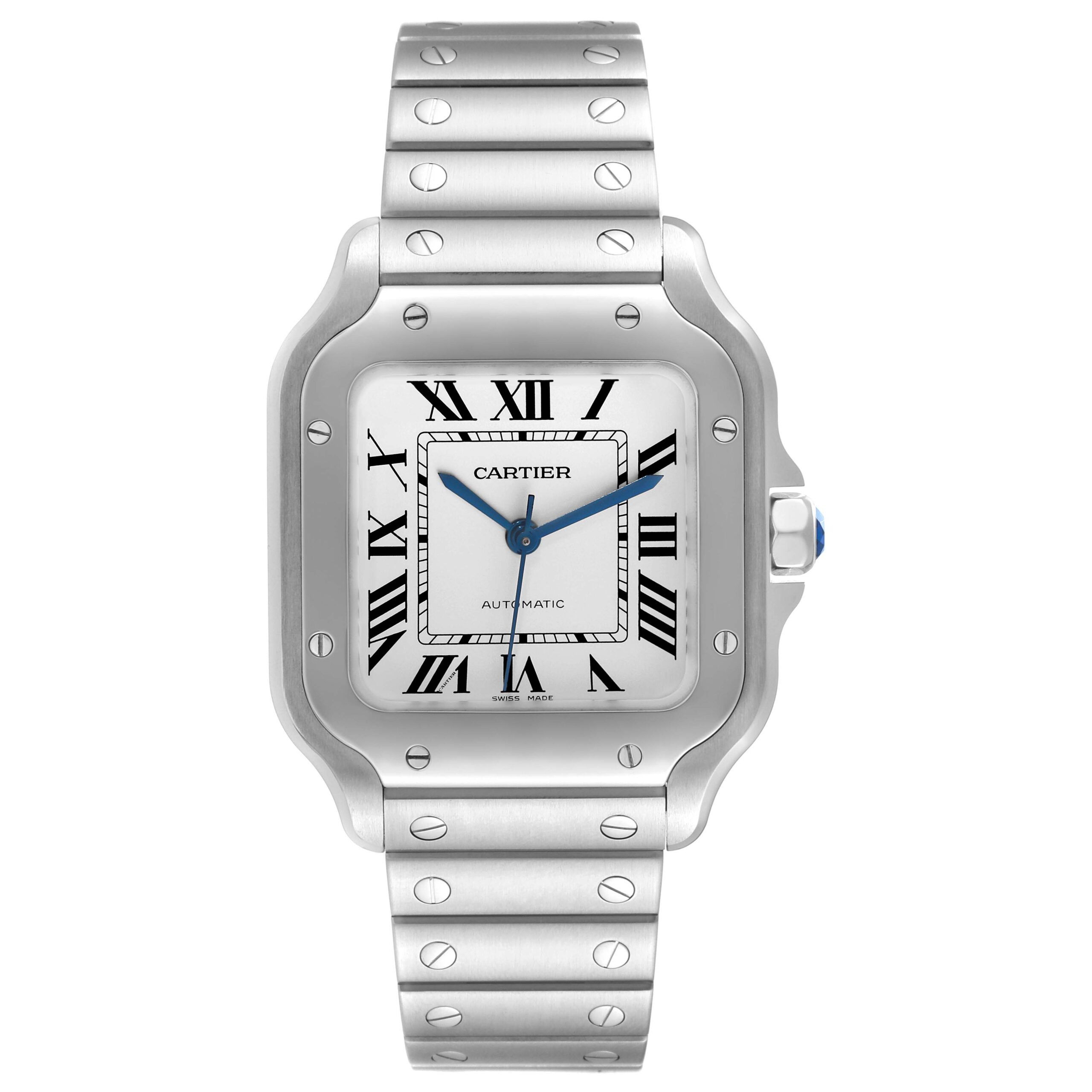 Cartier Santos De Cartier Medium Steel Mens Watch WSSA0010 Box Card