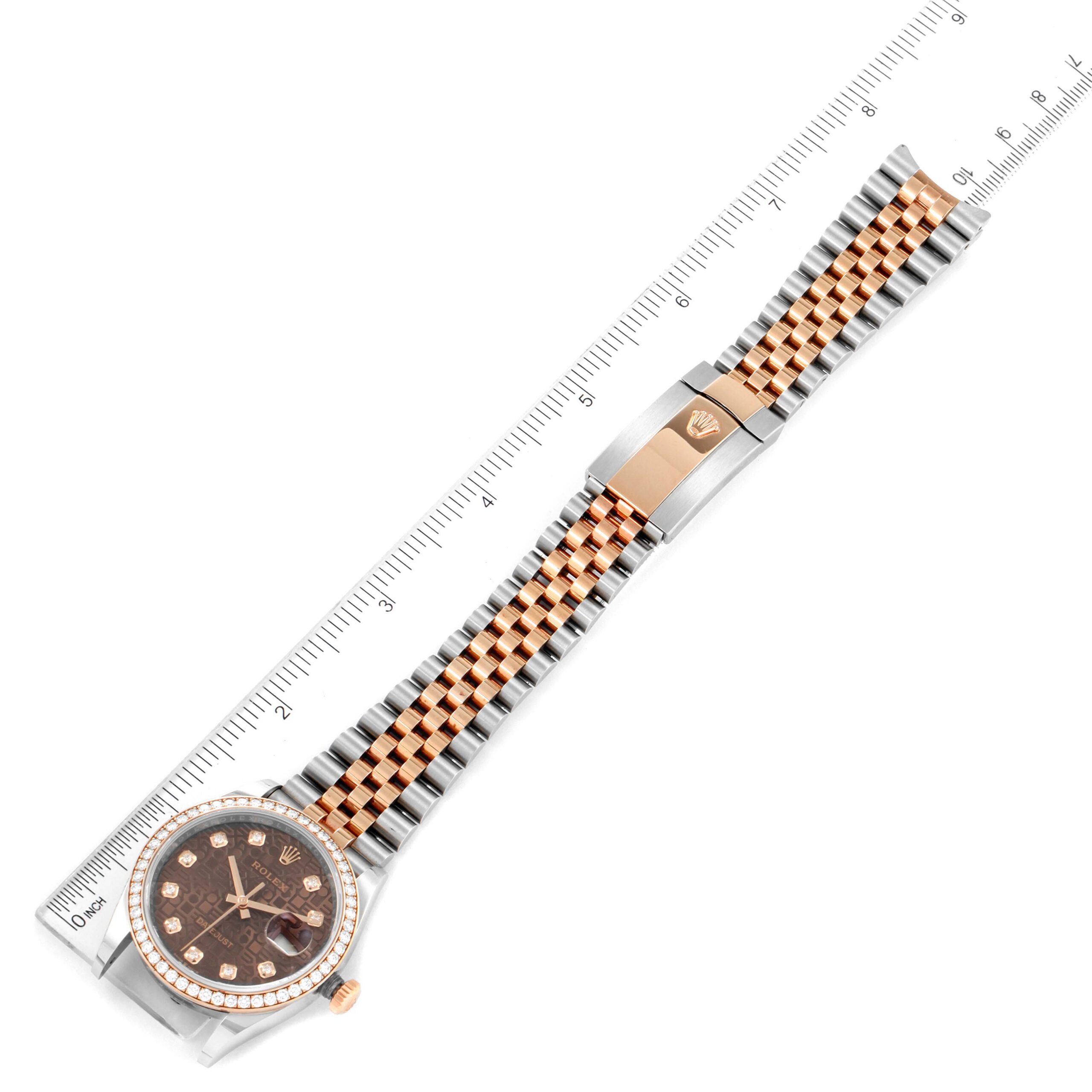 Rolex Datejust Steel Rose Gold Diamond Mens Watch 126281 Box Card