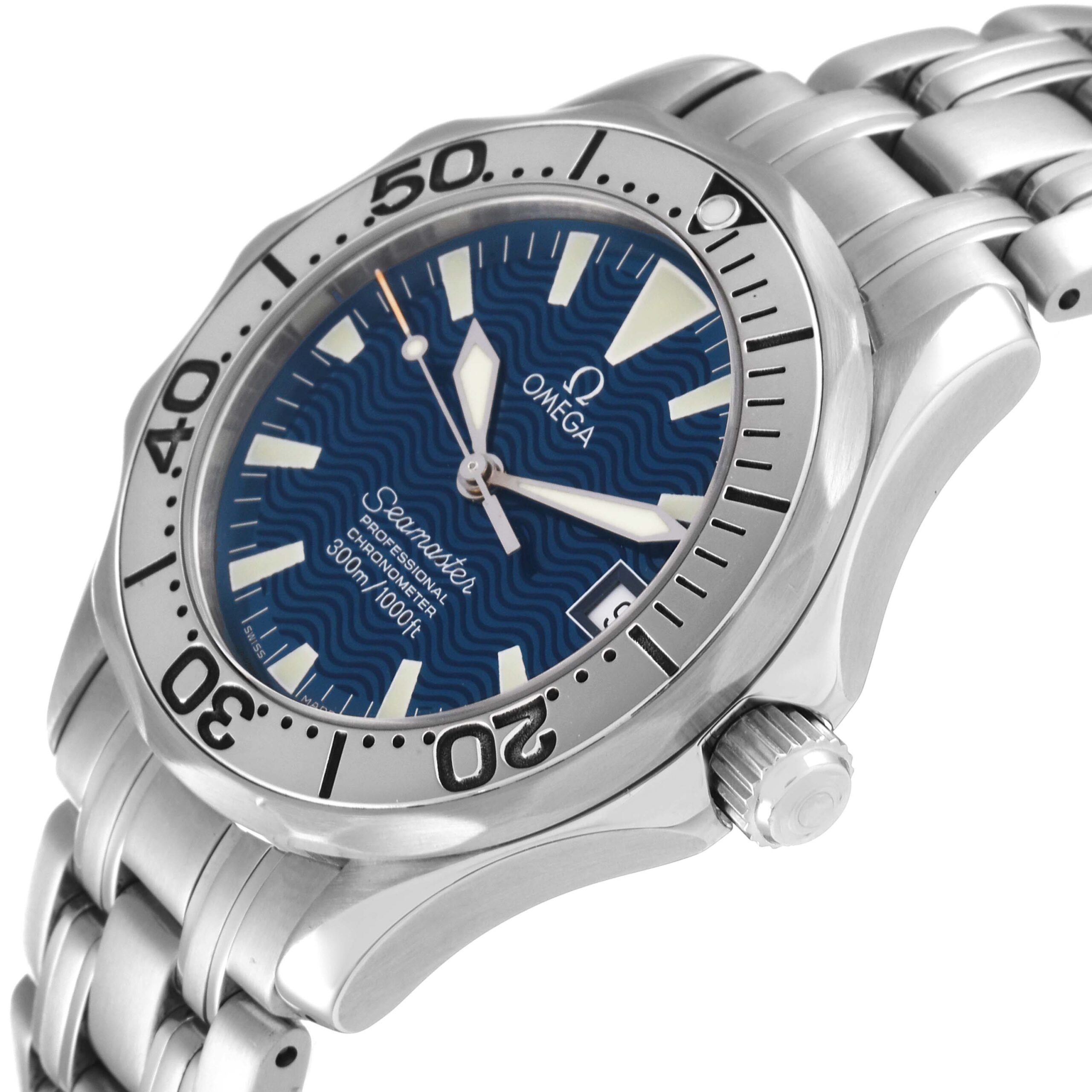 Omega Seamaster Midsize Jacques Mayol Blue Dial Steel Limited Edition Mens Watch 2554.80.00 Box Card