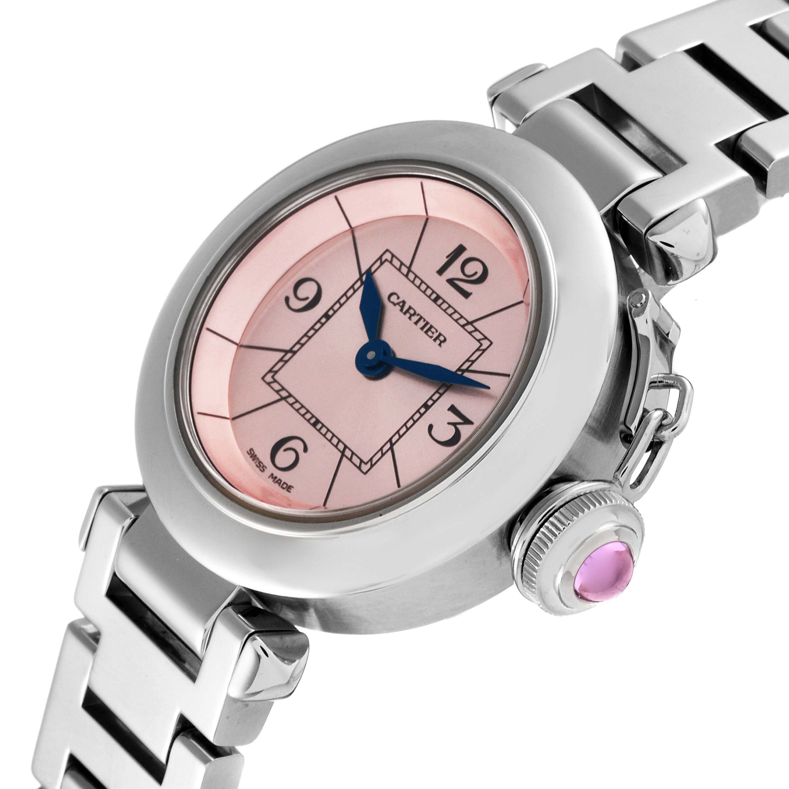Cartier Miss Pasha Steel Pink Dial Ladies Watch W3140008
