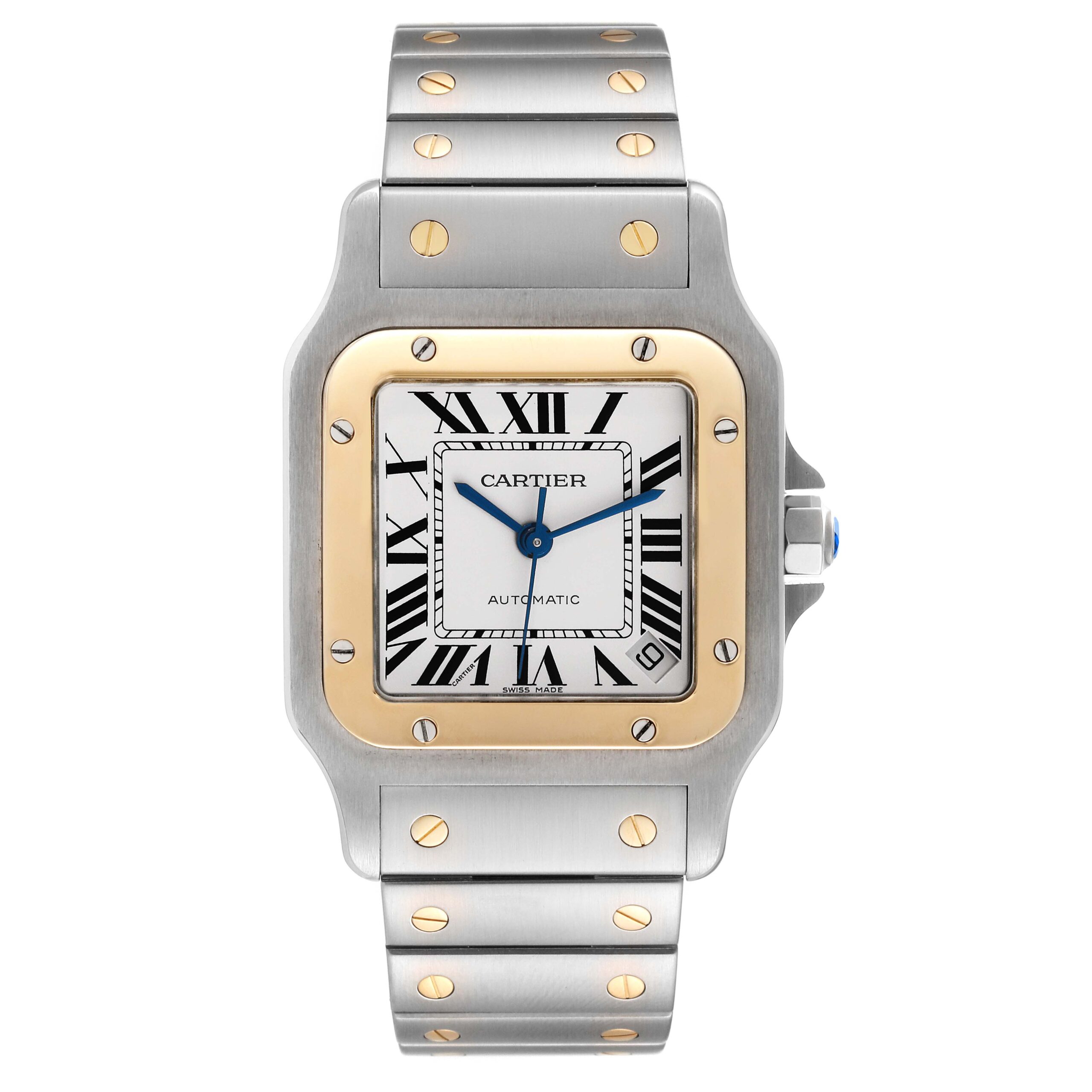 Cartier Santos Galbee XL Steel Yellow Gold Mens Watch W20099C4 Papers