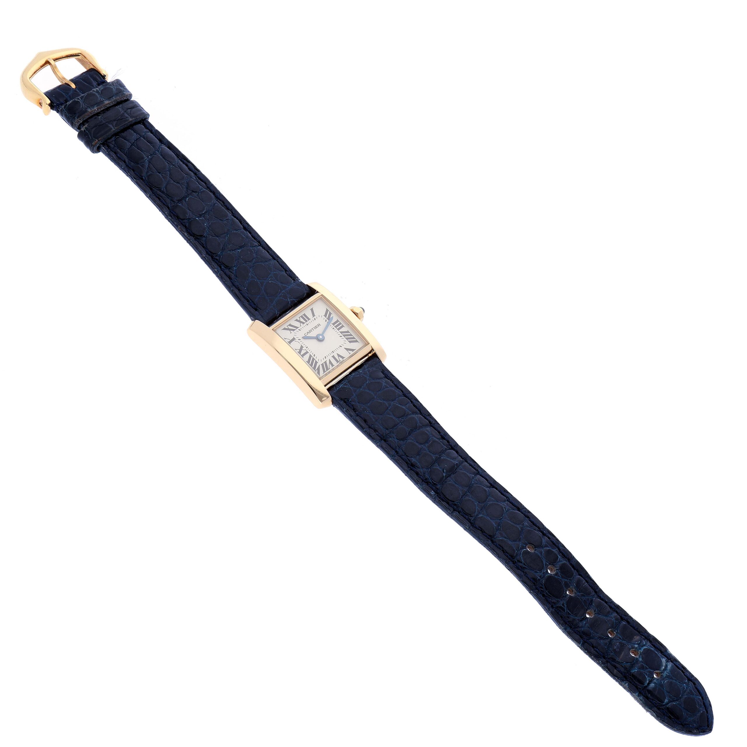 Cartier Tank Francaise Yellow Gold Blue Strap Ladies Watch W5000256
