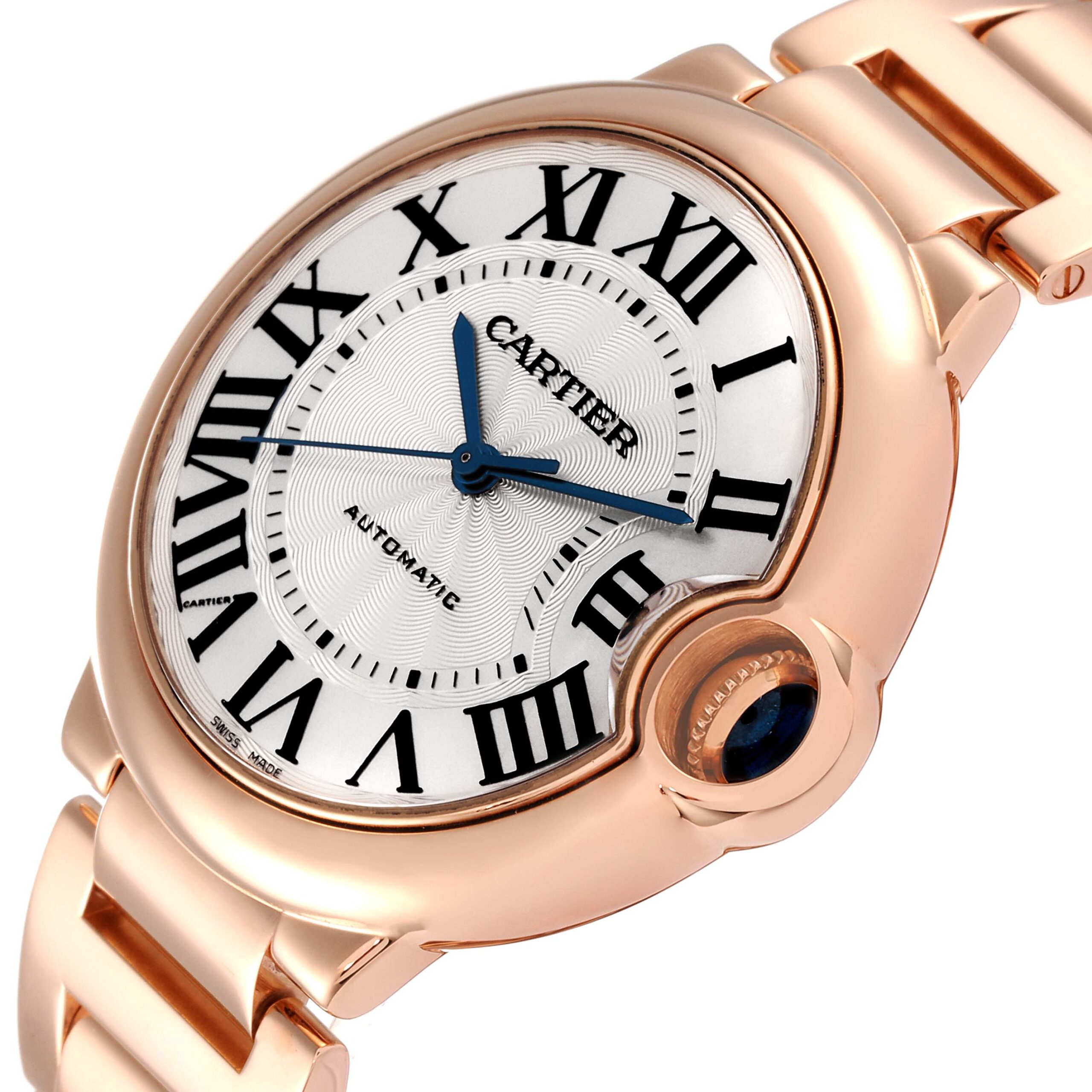 Cartier Ballon Bleu 36mm Automatic Rose Gold Mens Watch W69004Z2 Box Card