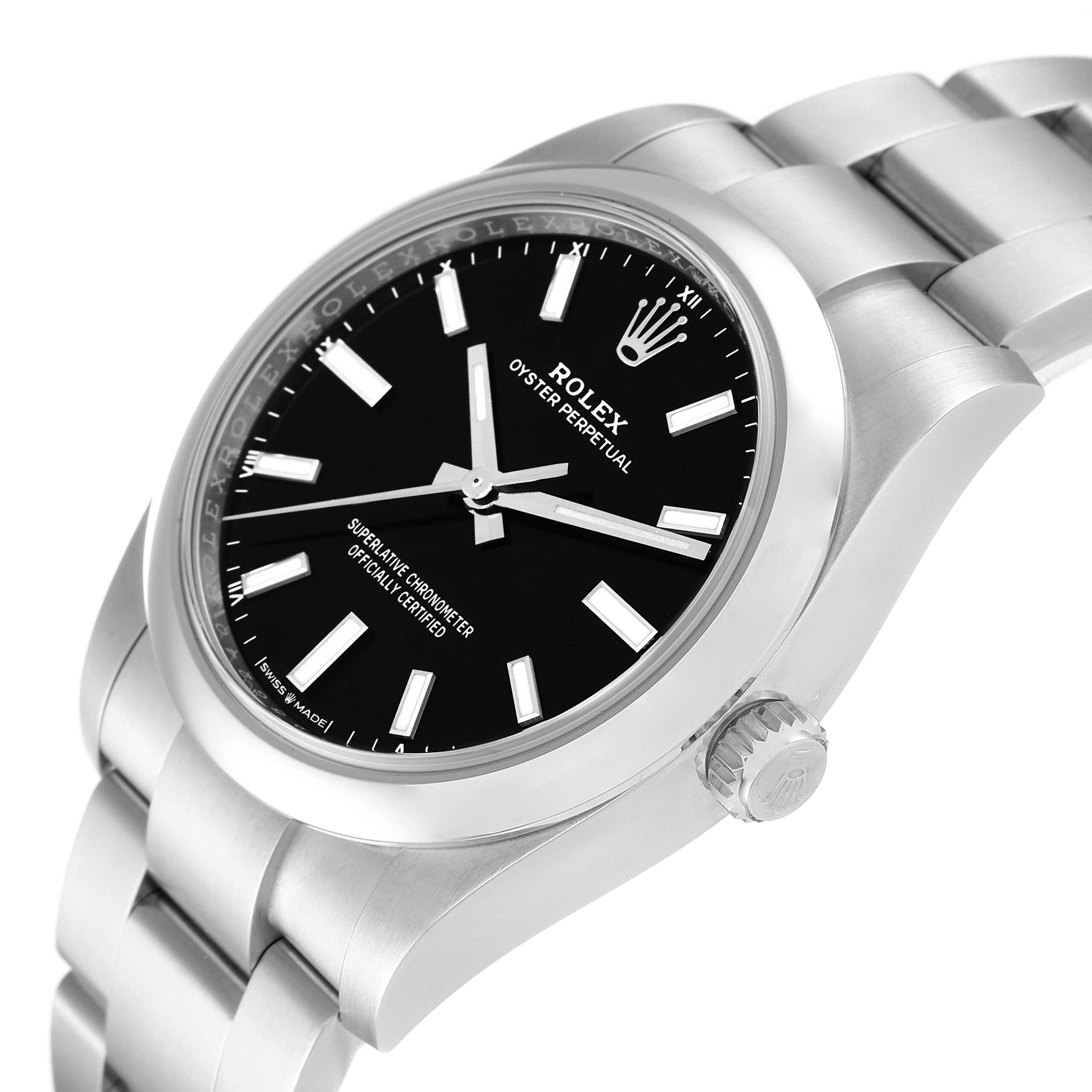 Rolex Oyster Perpetual 34mm Black Dial Steel Mens Watch 124200 Unworn