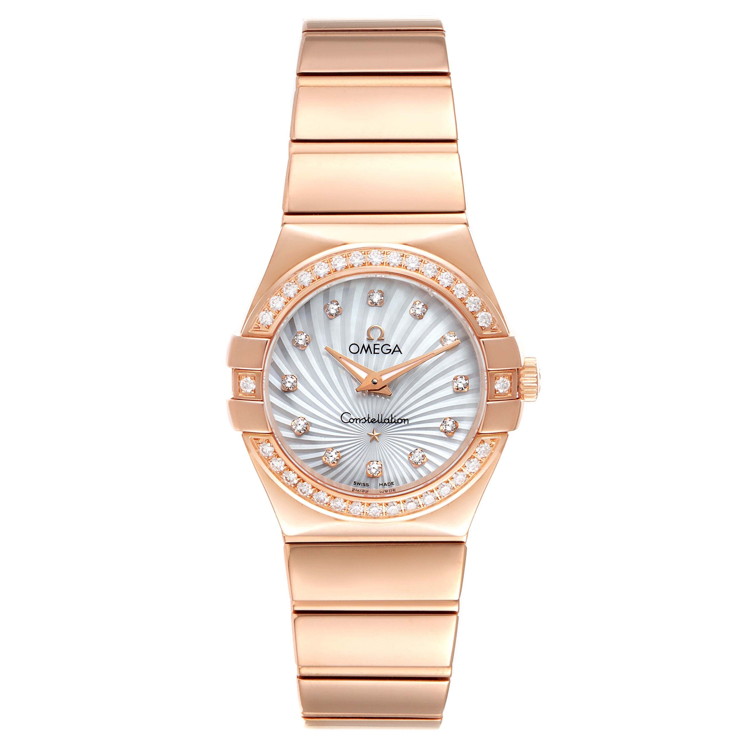 Omega Constellation Rose Gold Mother of Pearl Diamond Ladies Watch 123.55.27.60.55.005