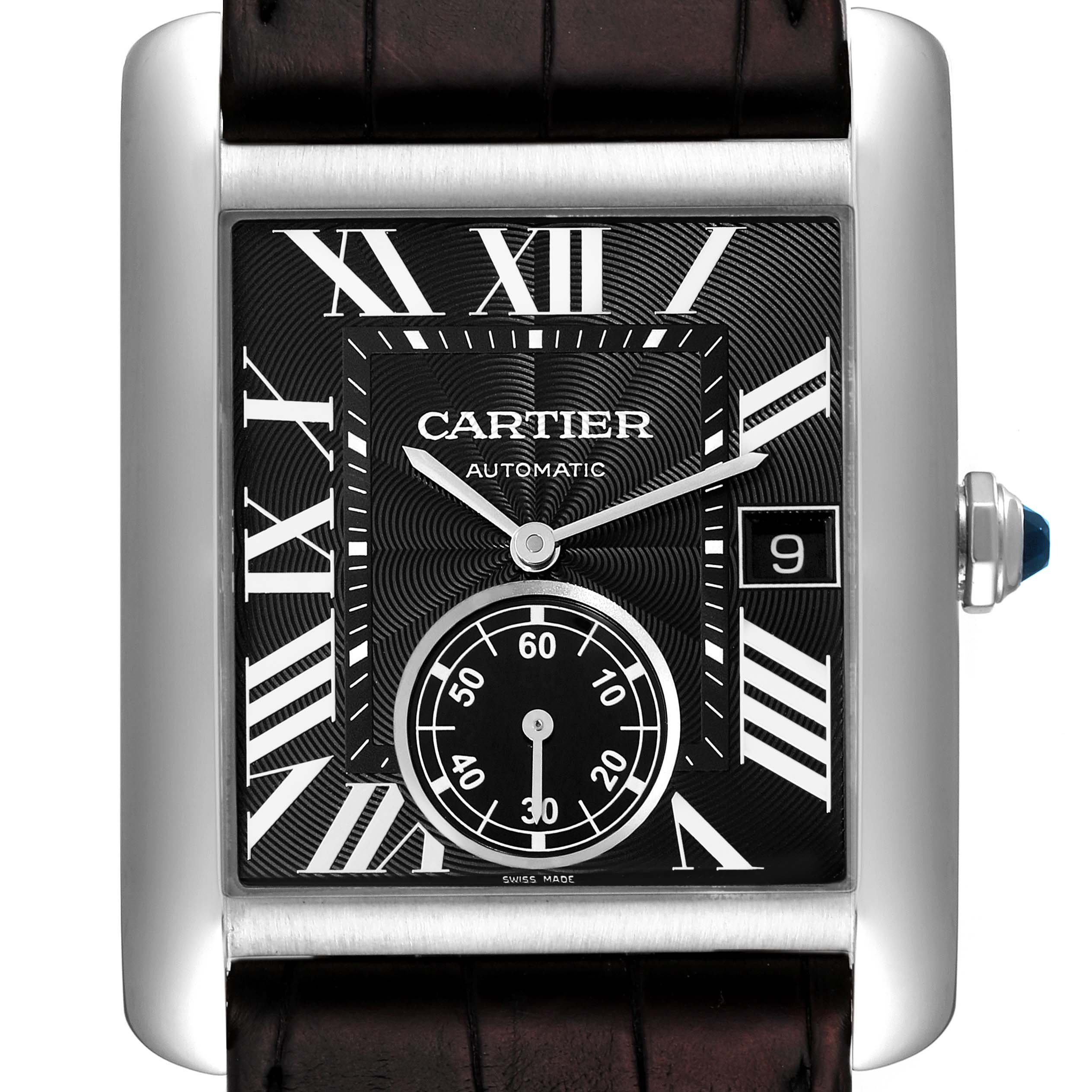 Cartier Tank MC Black Dial Automatic Mens Watch W5330004 Box Papers