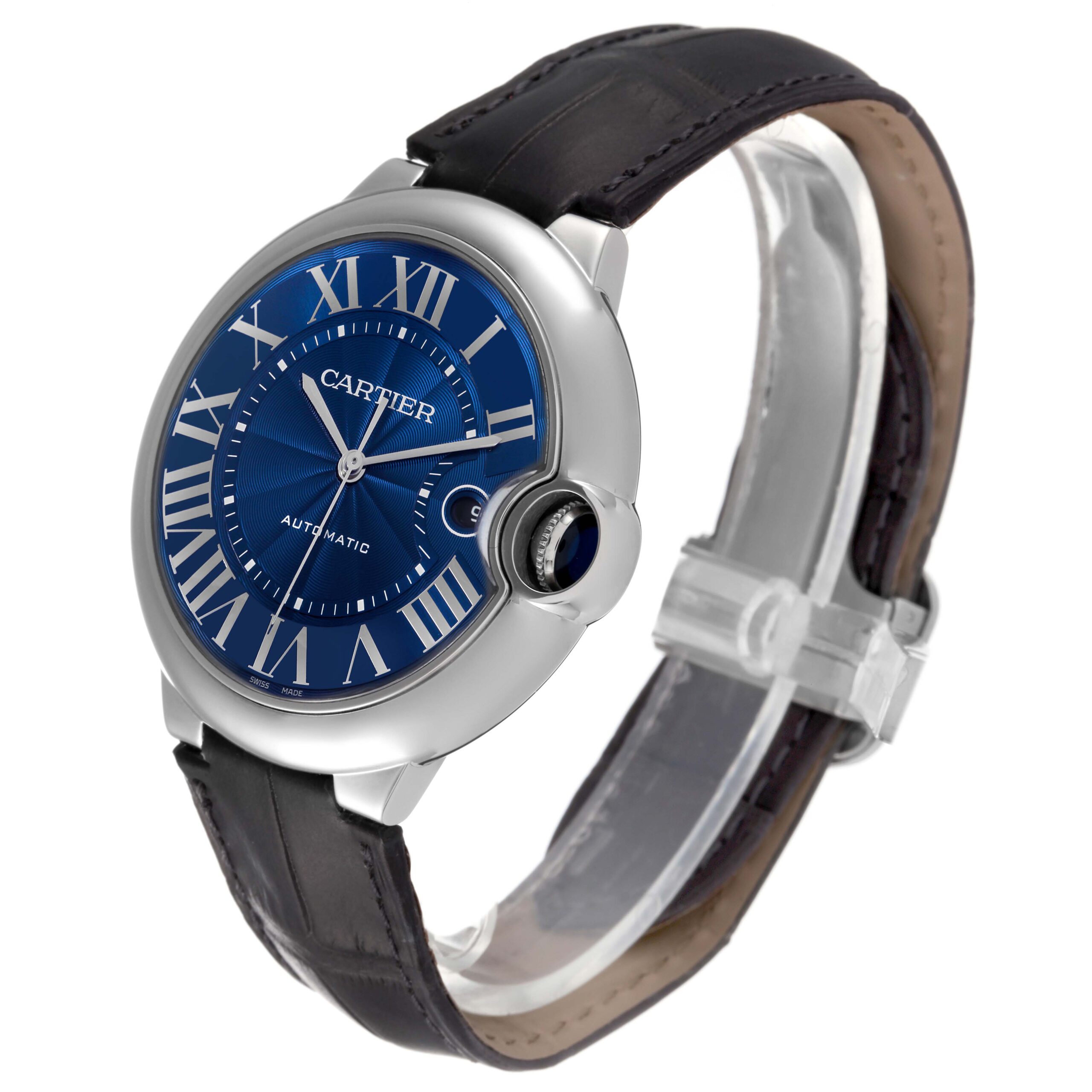 Cartier Ballon Bleu Blue Dial Steel Automatic Mens Watch WSBB0027