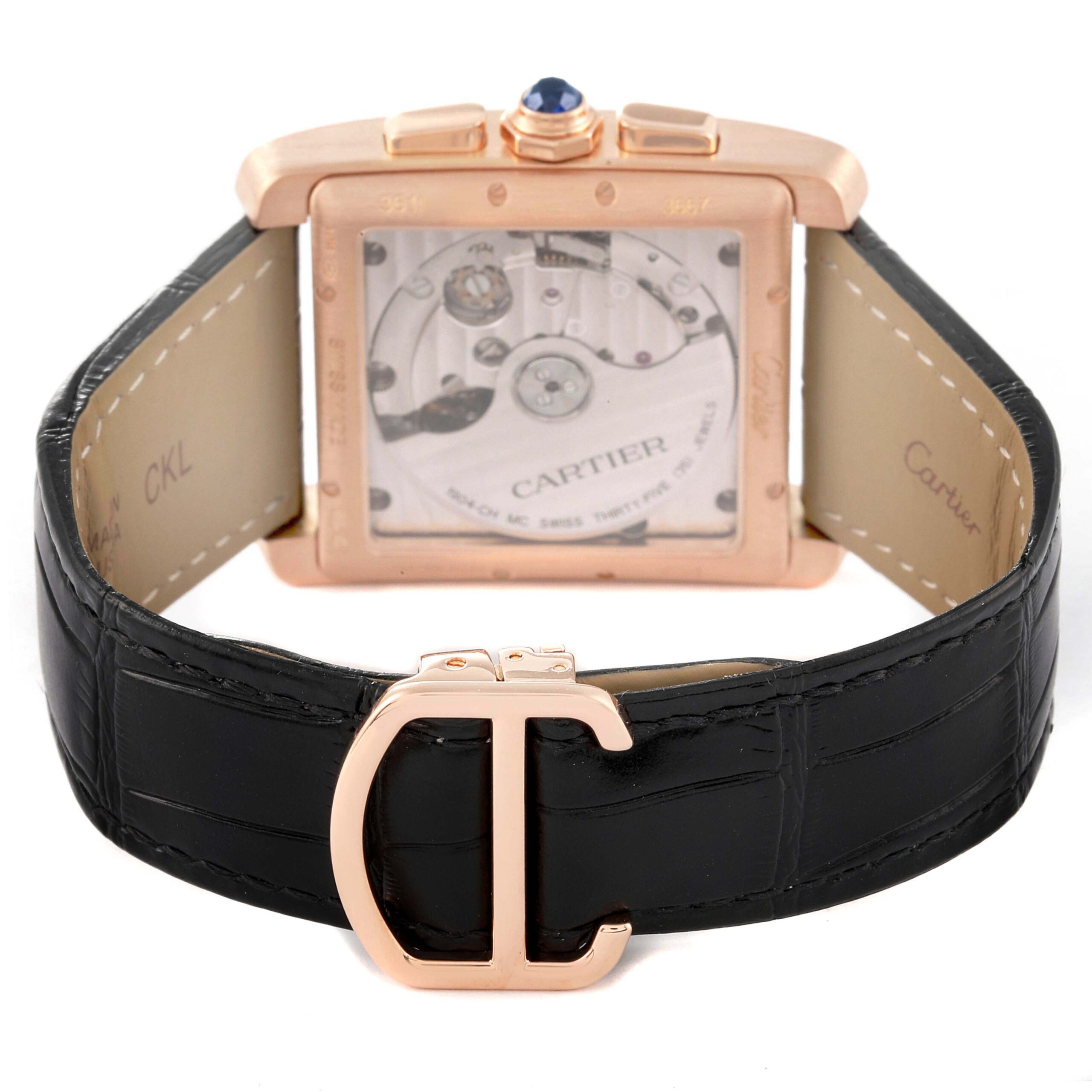 Cartier Tank MC 18K Rose Gold Silver Dial Mens Watch W5330005