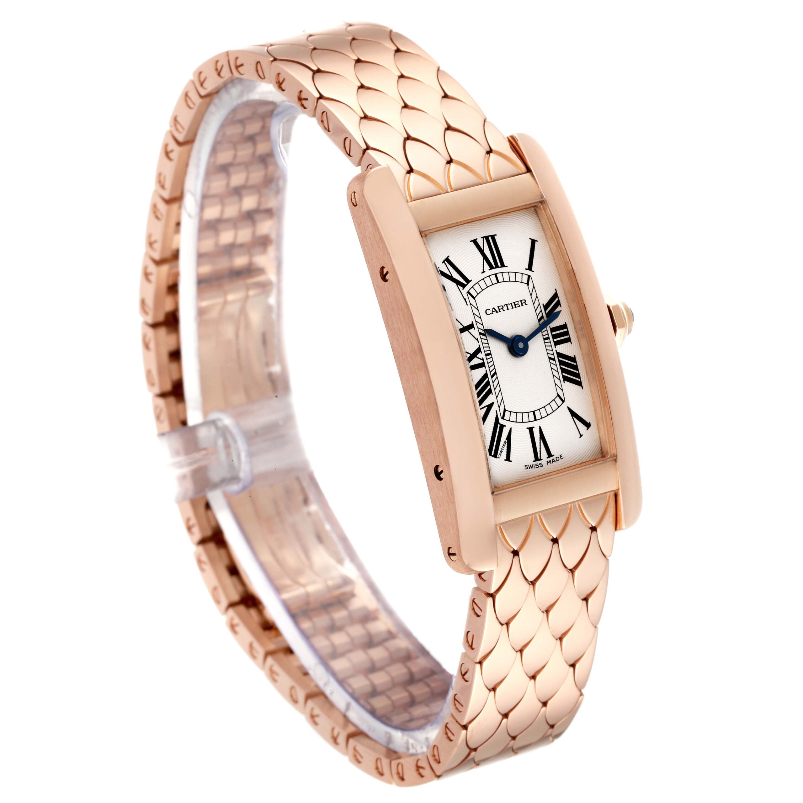 Cartier Tank Americaine 18K Rose Gold Ladies Watch W2620031 Box Papers