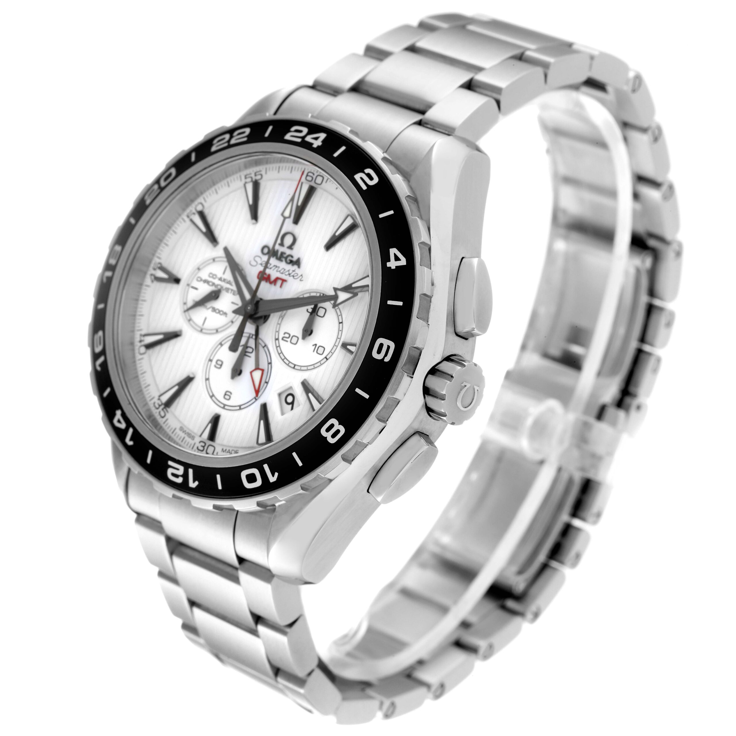 Omega Aqua Terra GMT Chronograph Steel Mens Watch 231.10.44.52.04.001 Box Card
