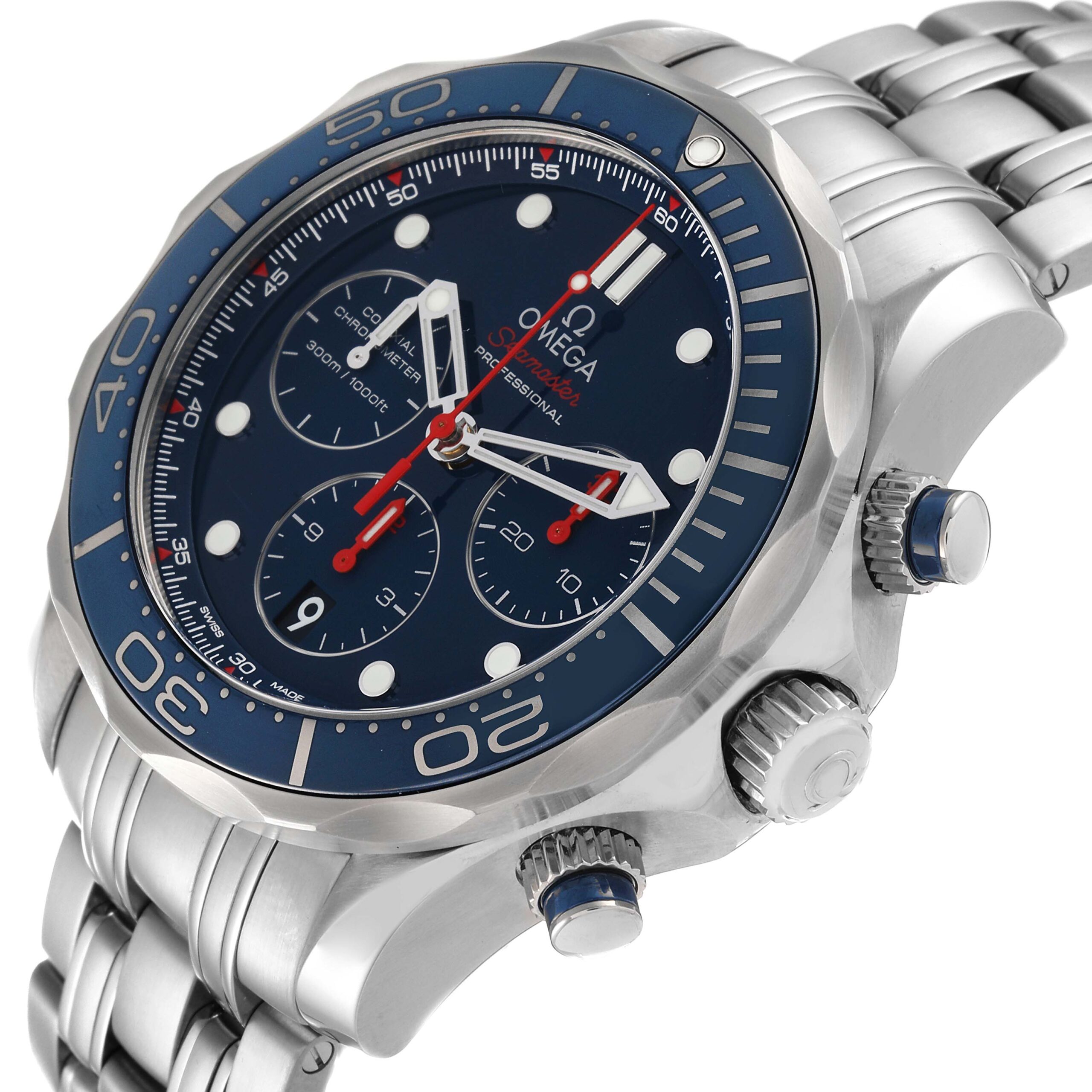 Omega Seamaster Diver Chronograph Steel Mens Watch 212.30.44.50.03.001 Box Card