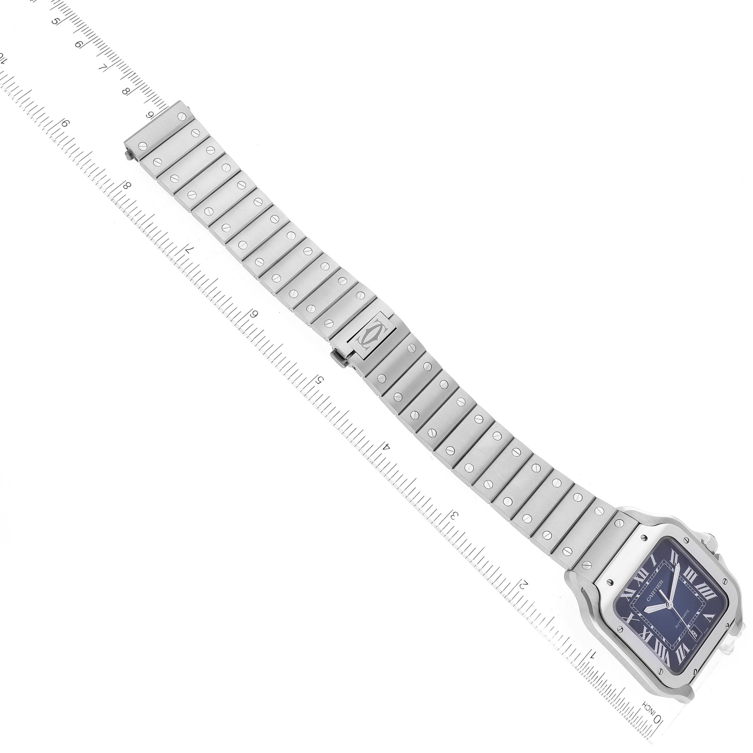 Cartier Santos Stainless Steel Blue Dial Mens Watch WSSA0030 Unworn