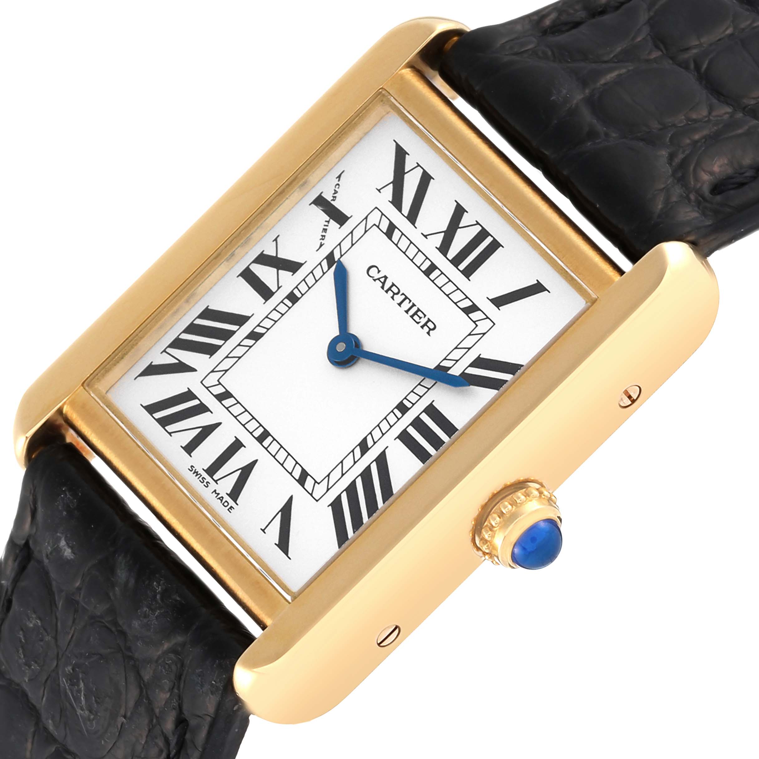 Cartier Tank Solo Small Yellow Gold Steel Silver Dial Ladies Watch W1018755