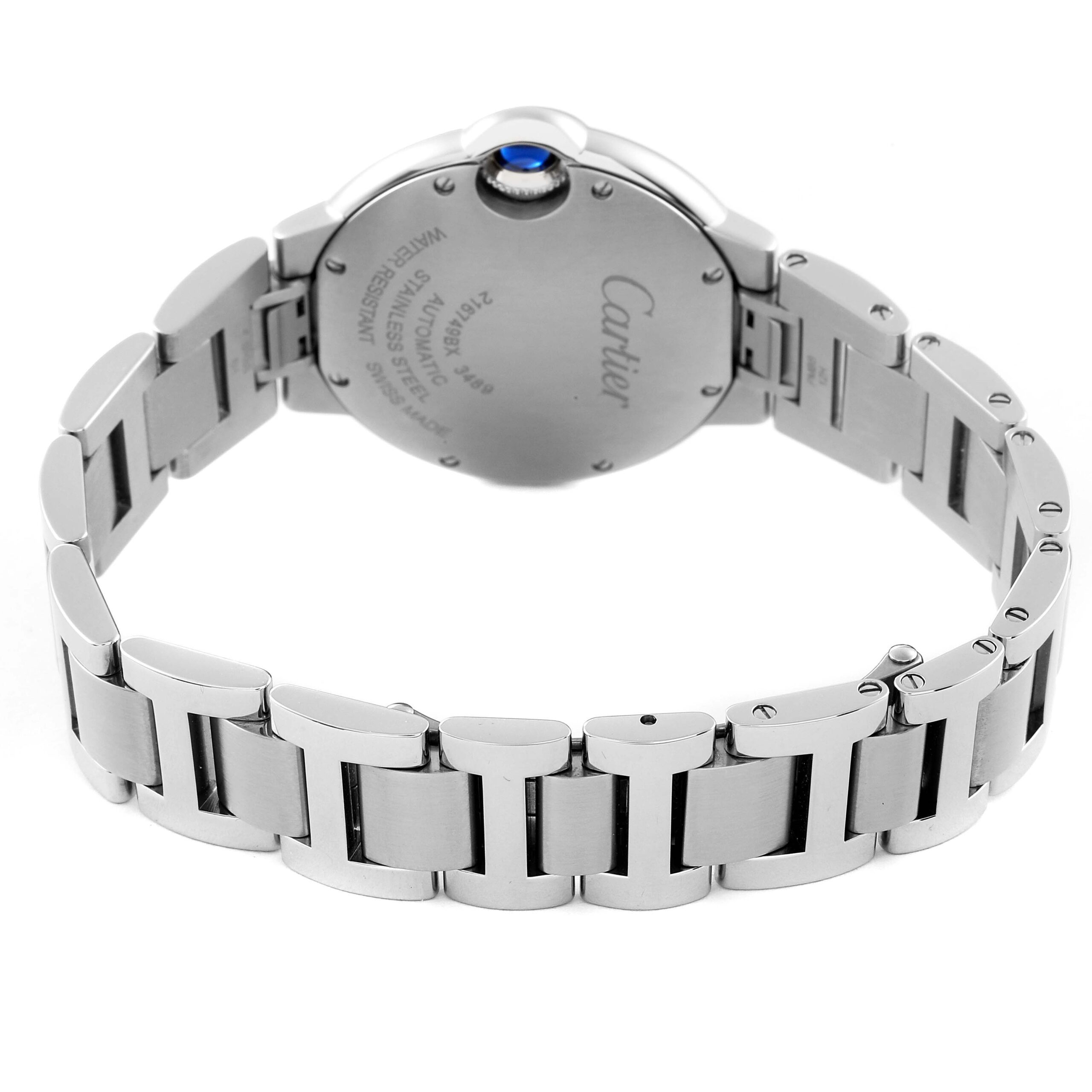 Cartier Ballon Bleu 33mm Steel Diamond Bezel Ladies Watch W4BB0016