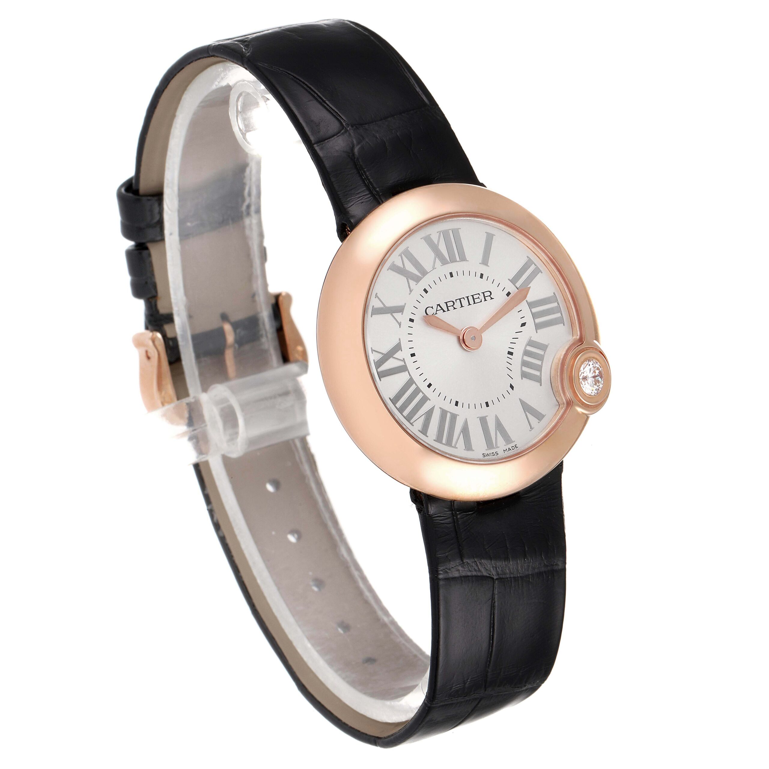 Cartier Ballon Blanc Rose Gold Diamond Ladies Watch WGBL0003 Box Card