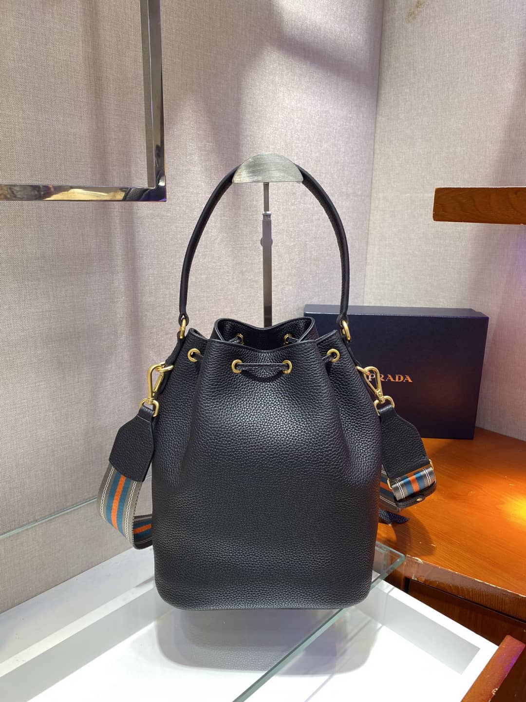 Prada Leather Replica Bucket Bag
