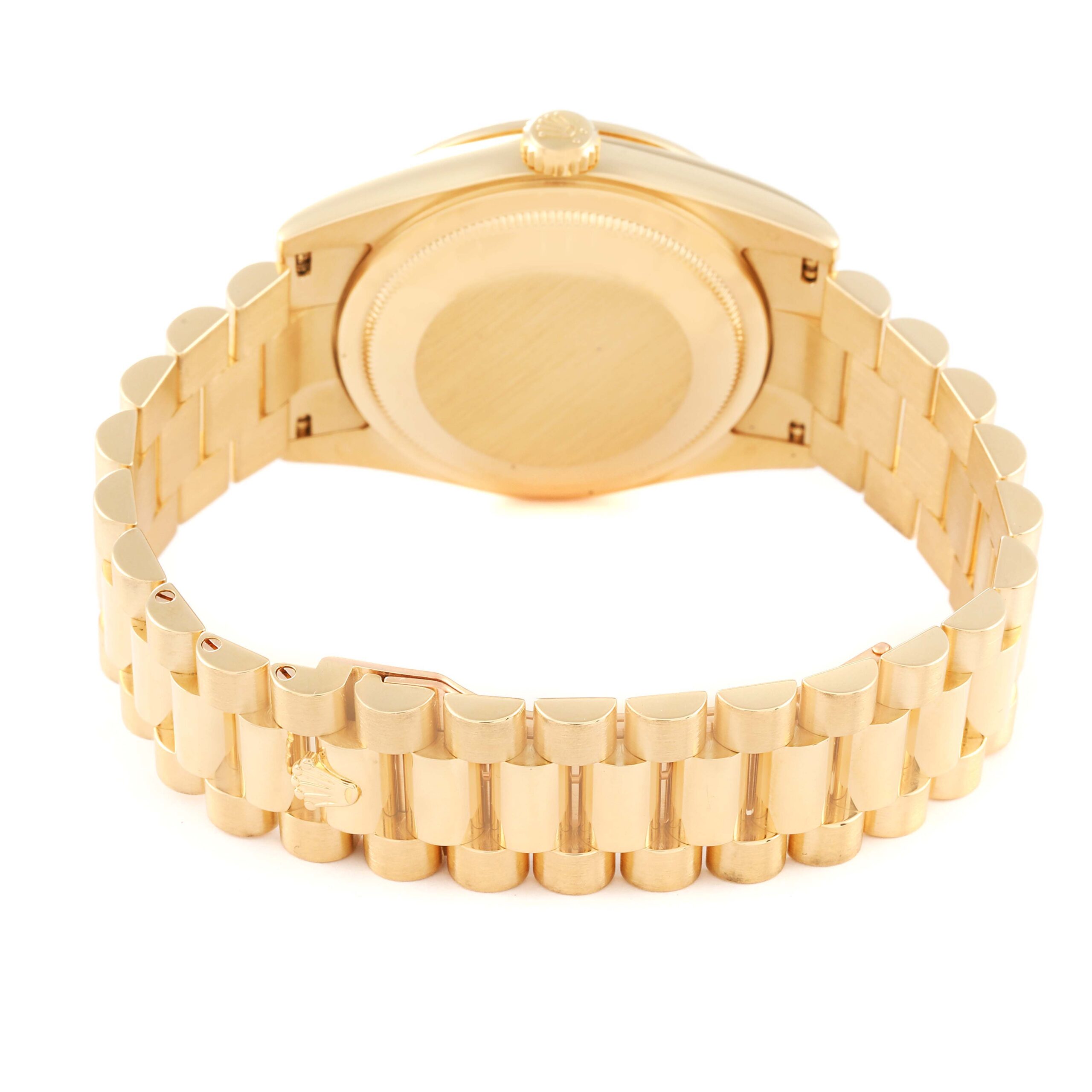 Rolex President Day-Date Yellow Gold Diamond Bezel Mens Watch 118348 Box