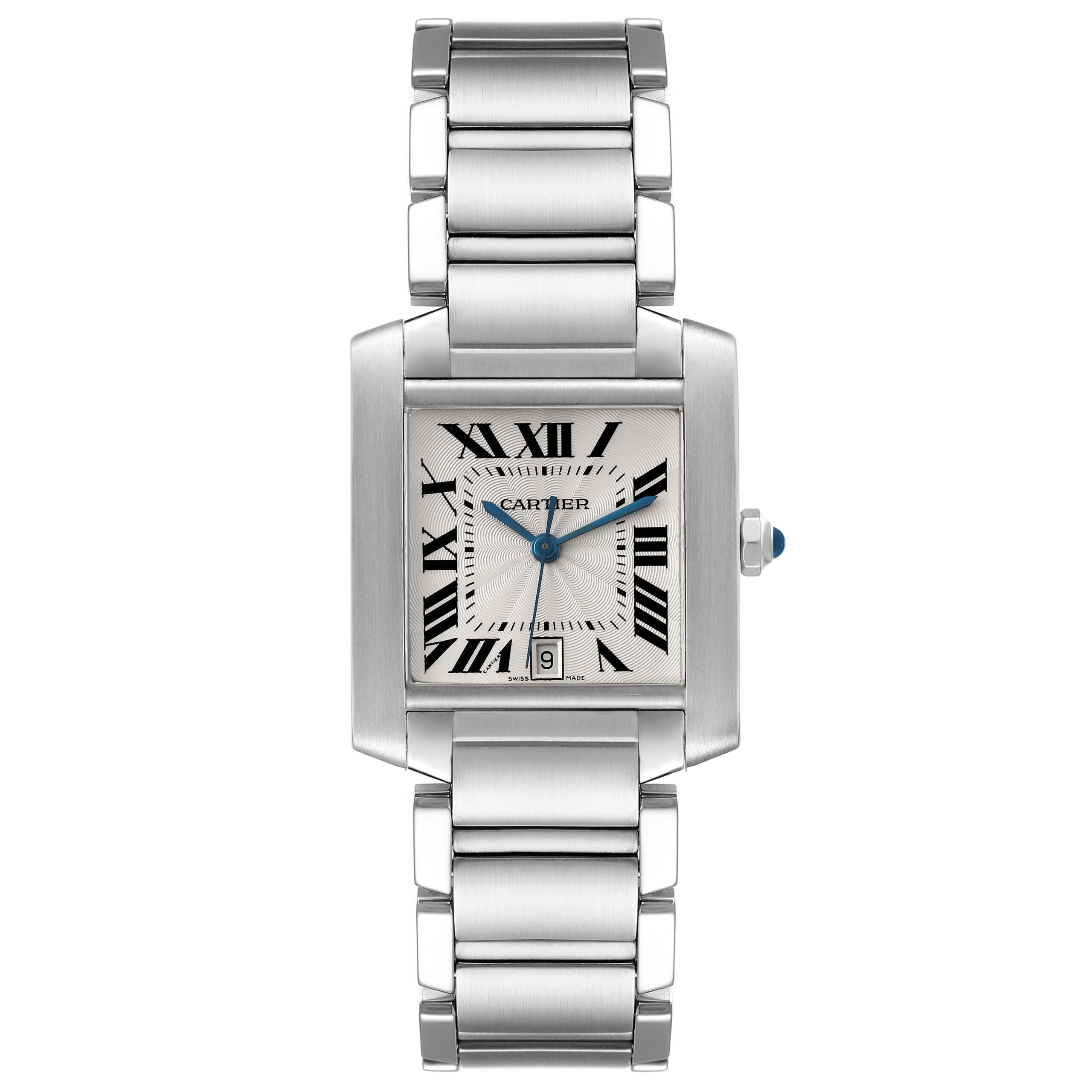 Cartier Tank Francaise Large Automatic Steel Mens Watch W51002Q3