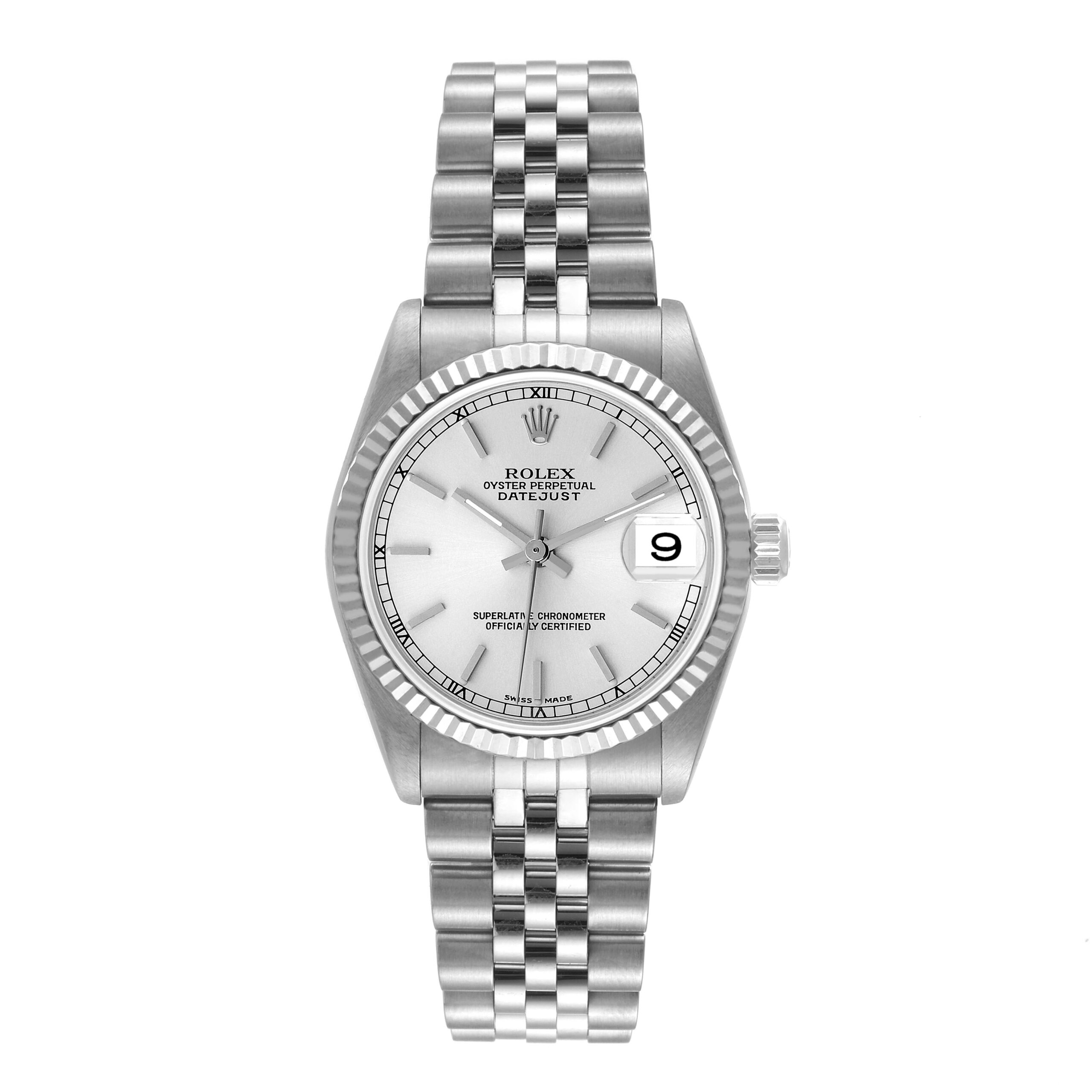 Rolex Datejust Midsize Steel White Gold Silver Dial Ladies Watch 78274