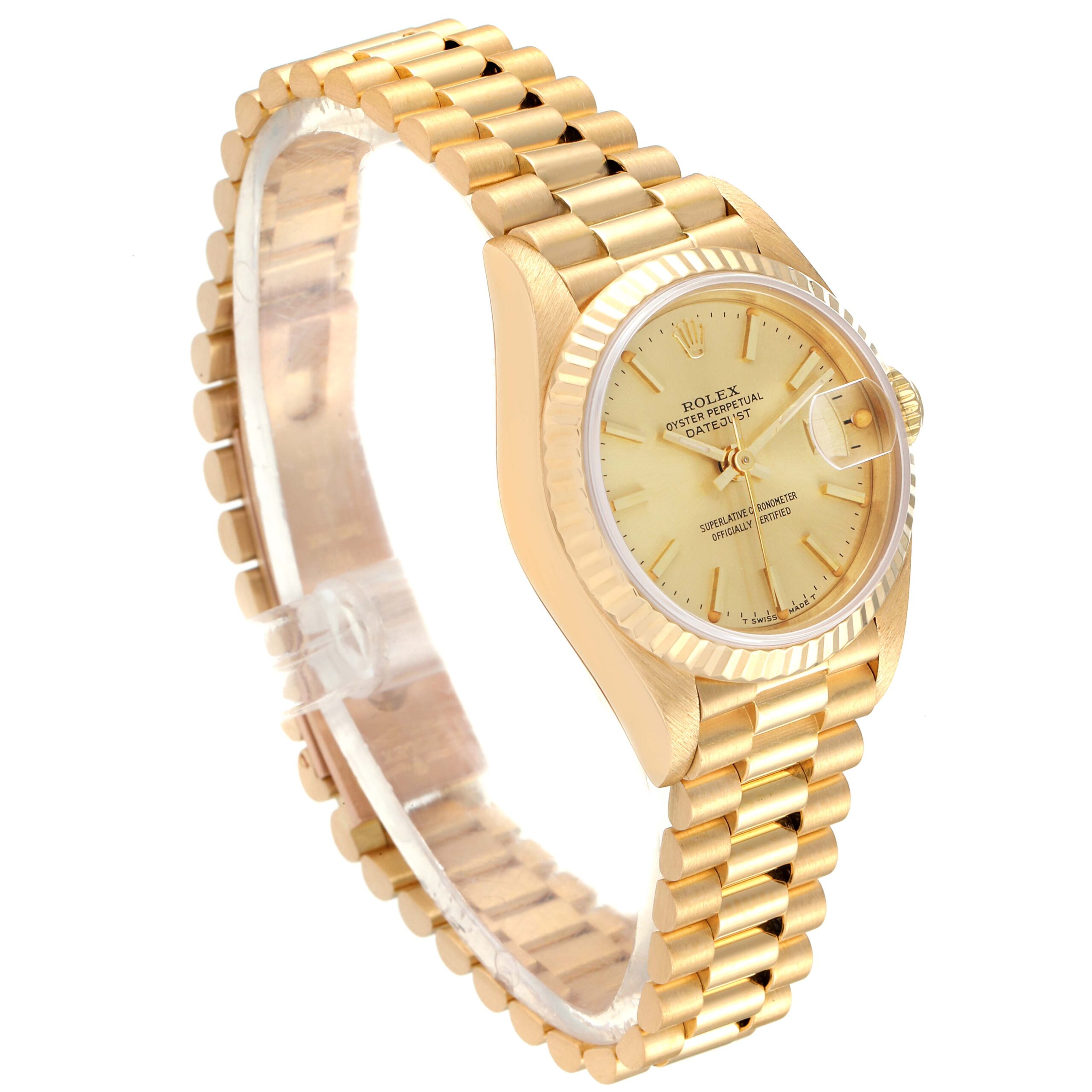 Rolex President Datejust 18K Yellow Gold Champagne Dial Ladies Watch 69178