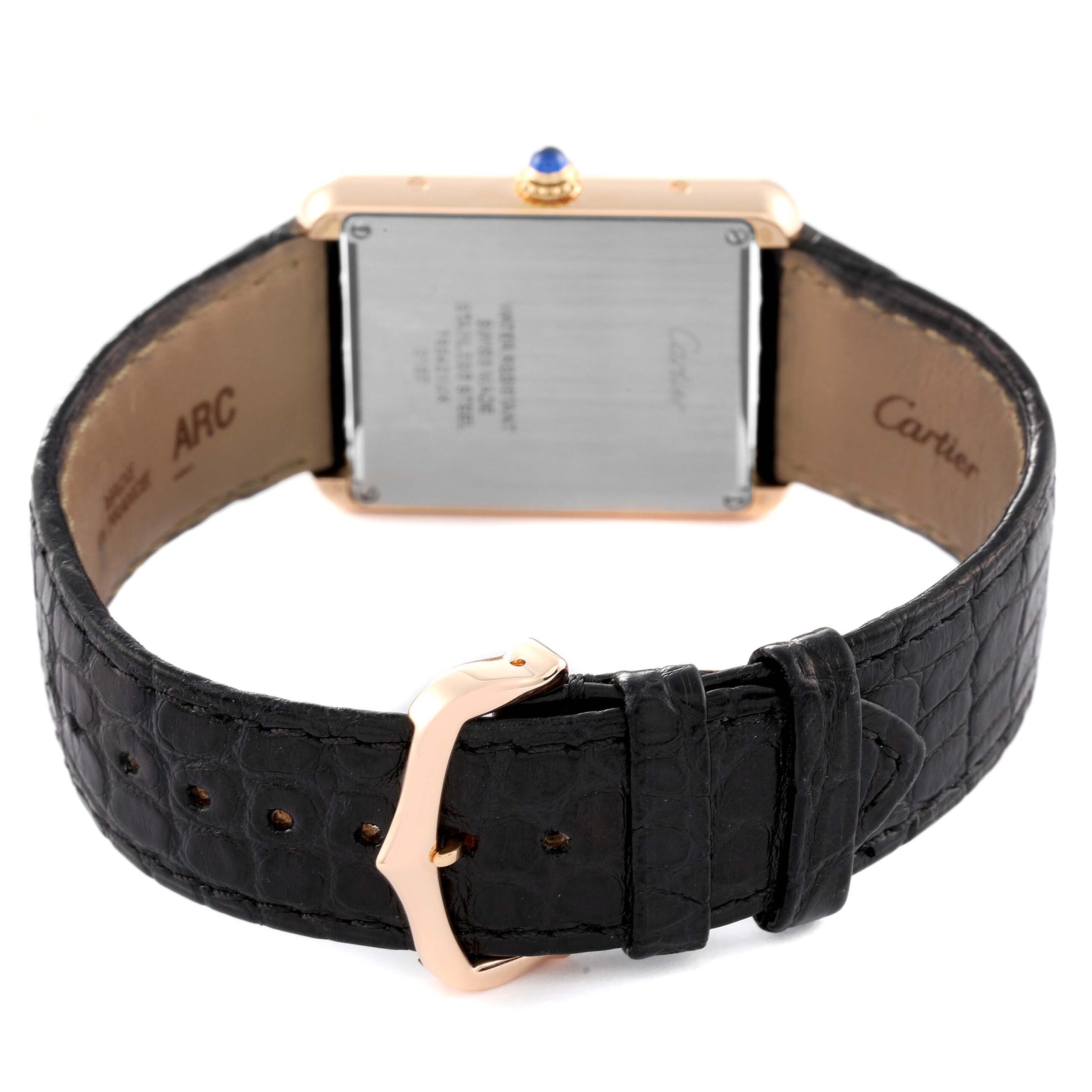 Cartier Tank Solo Large Rose Gold Steel Brown Strap Mens Watch W5200025