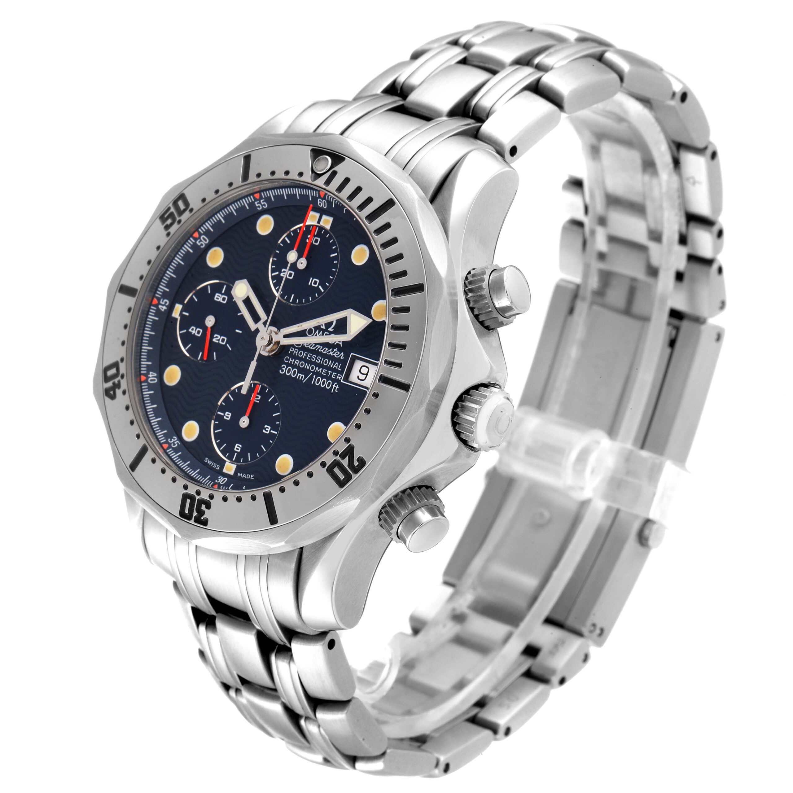 Omega Seamaster Chronograph Blue Dial Steel Mens Watch 2598.80.00 Box Card
