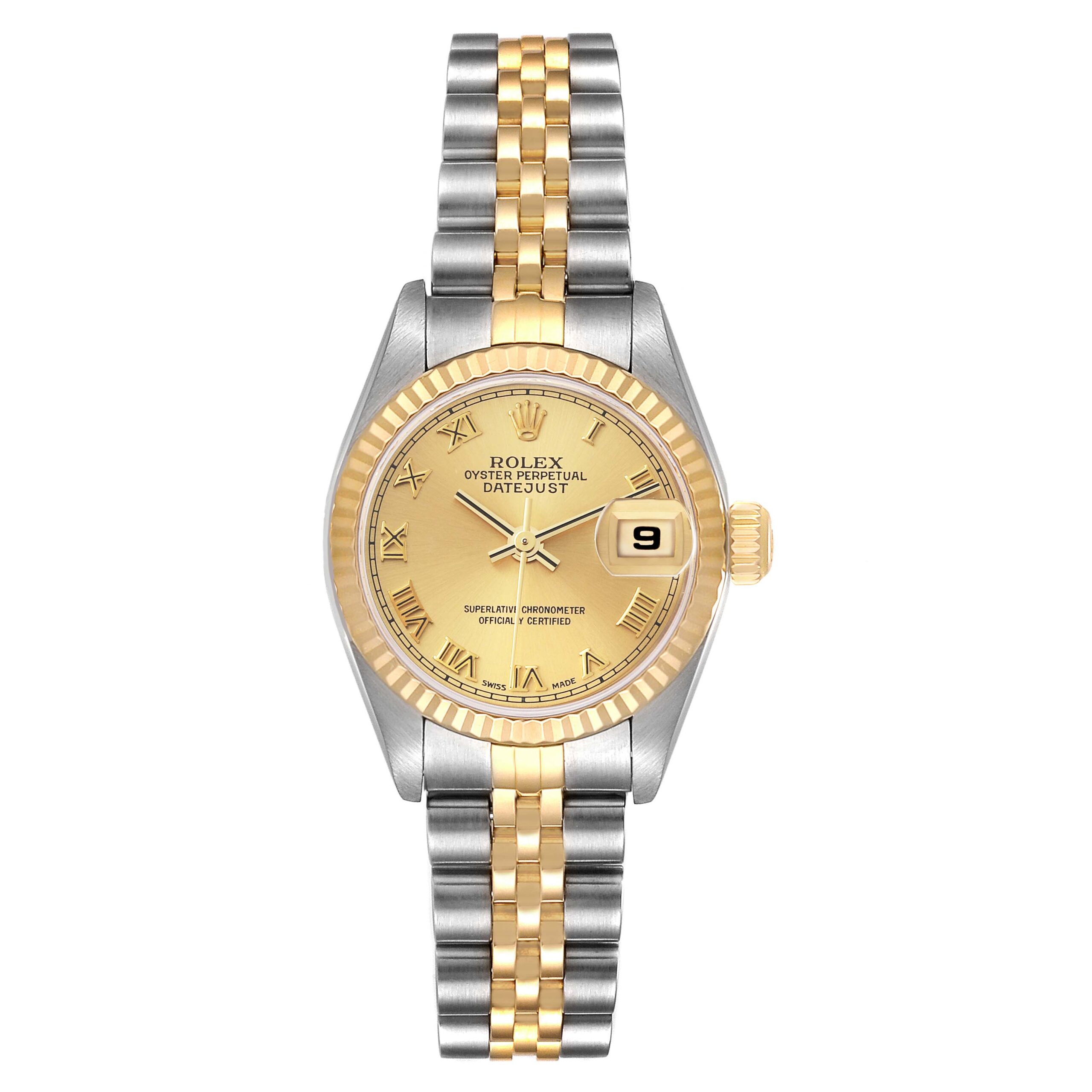 Rolex Datejust Steel Yellow Gold Champagne Dial Ladies Watch 79173 Box Papers