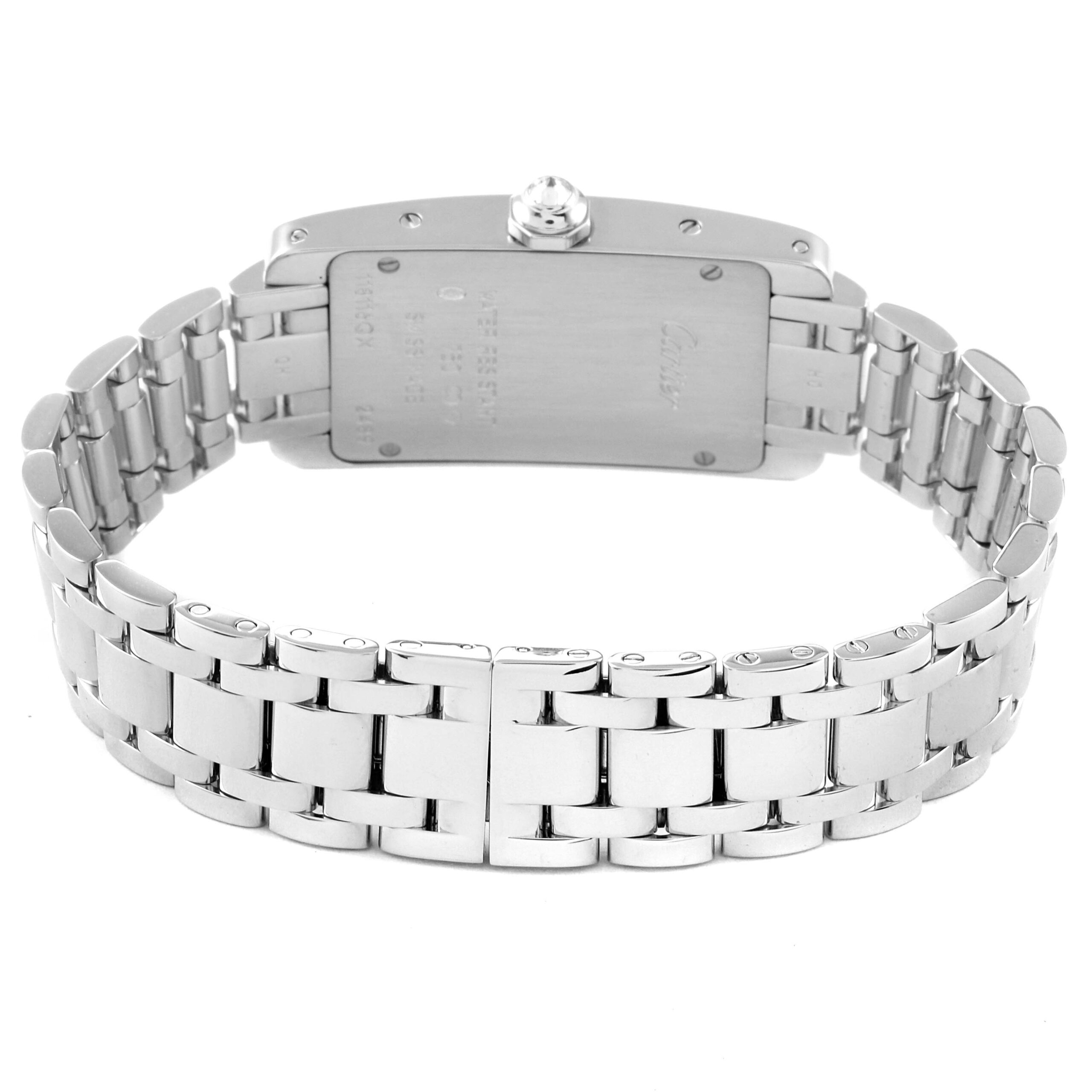 Cartier Tank Americaine White Gold Diamond Ladies Watch WB7073L1 Box Card