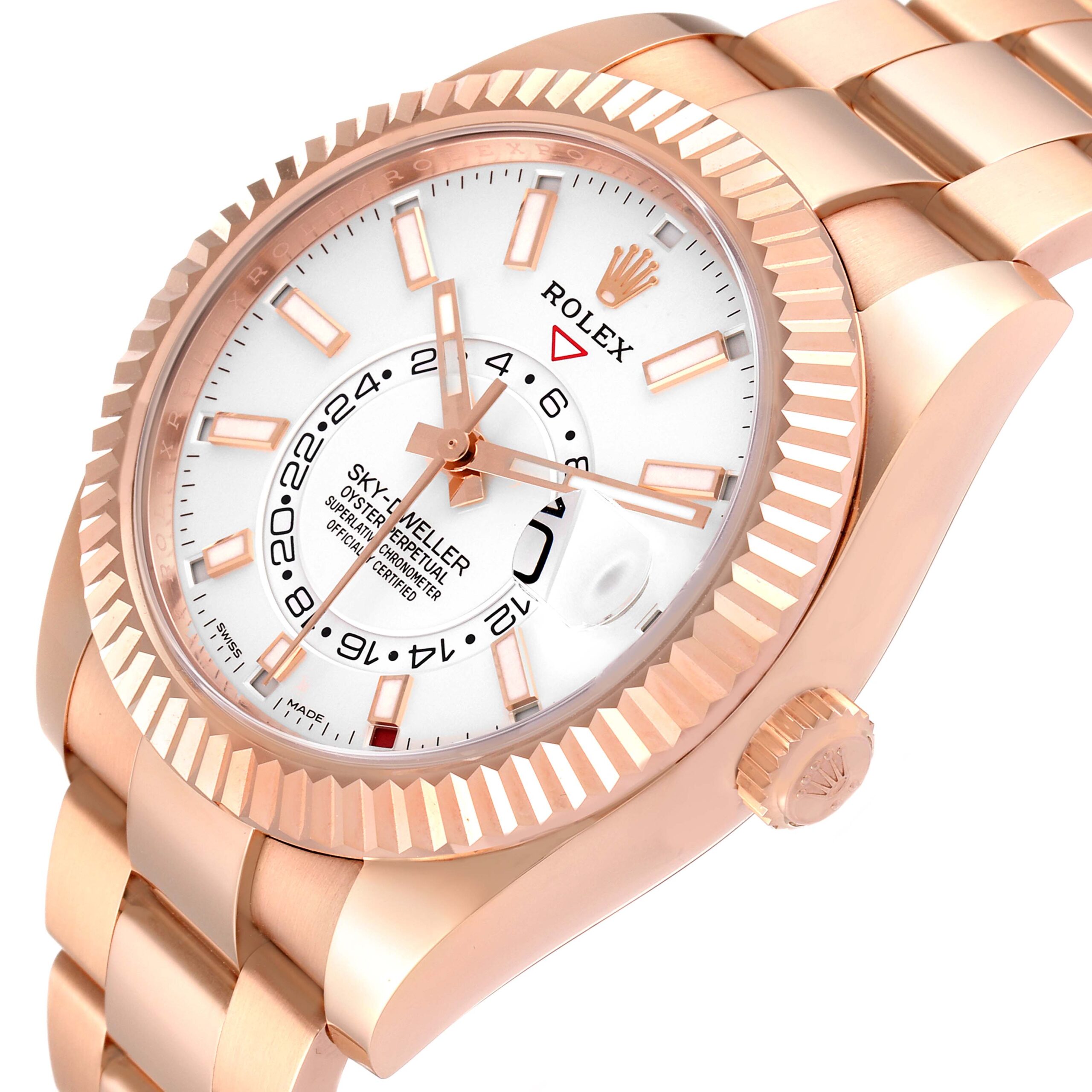 Rolex Sky-Dweller Rose Gold White Dial Mens Watch 326935 Box Card