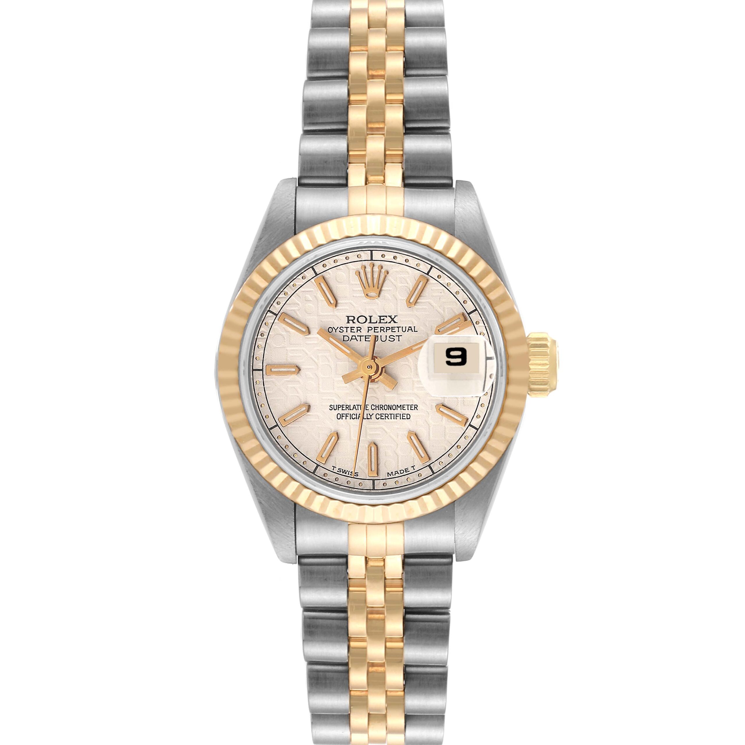 Rolex Datejust Steel Yellow Gold Ivory Anniversary Dial Ladies Watch 69173