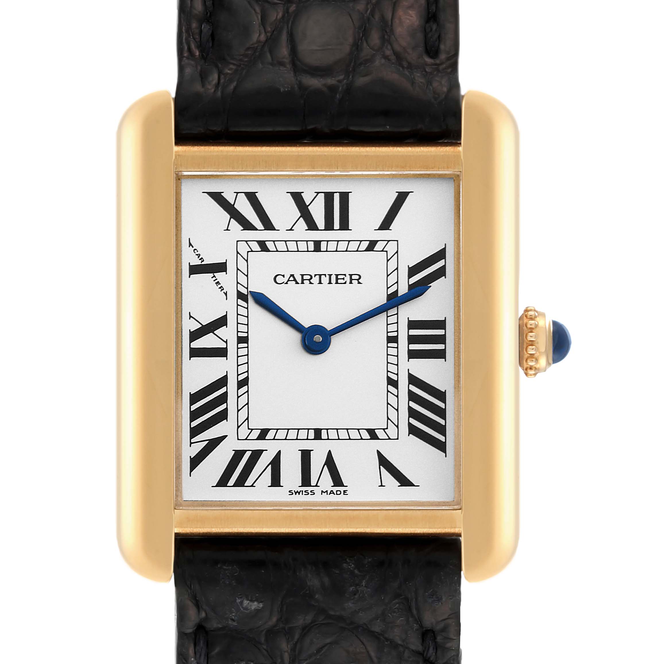 Cartier Tank Solo Small Yellow Gold Steel Silver Dial Ladies Watch W1018755