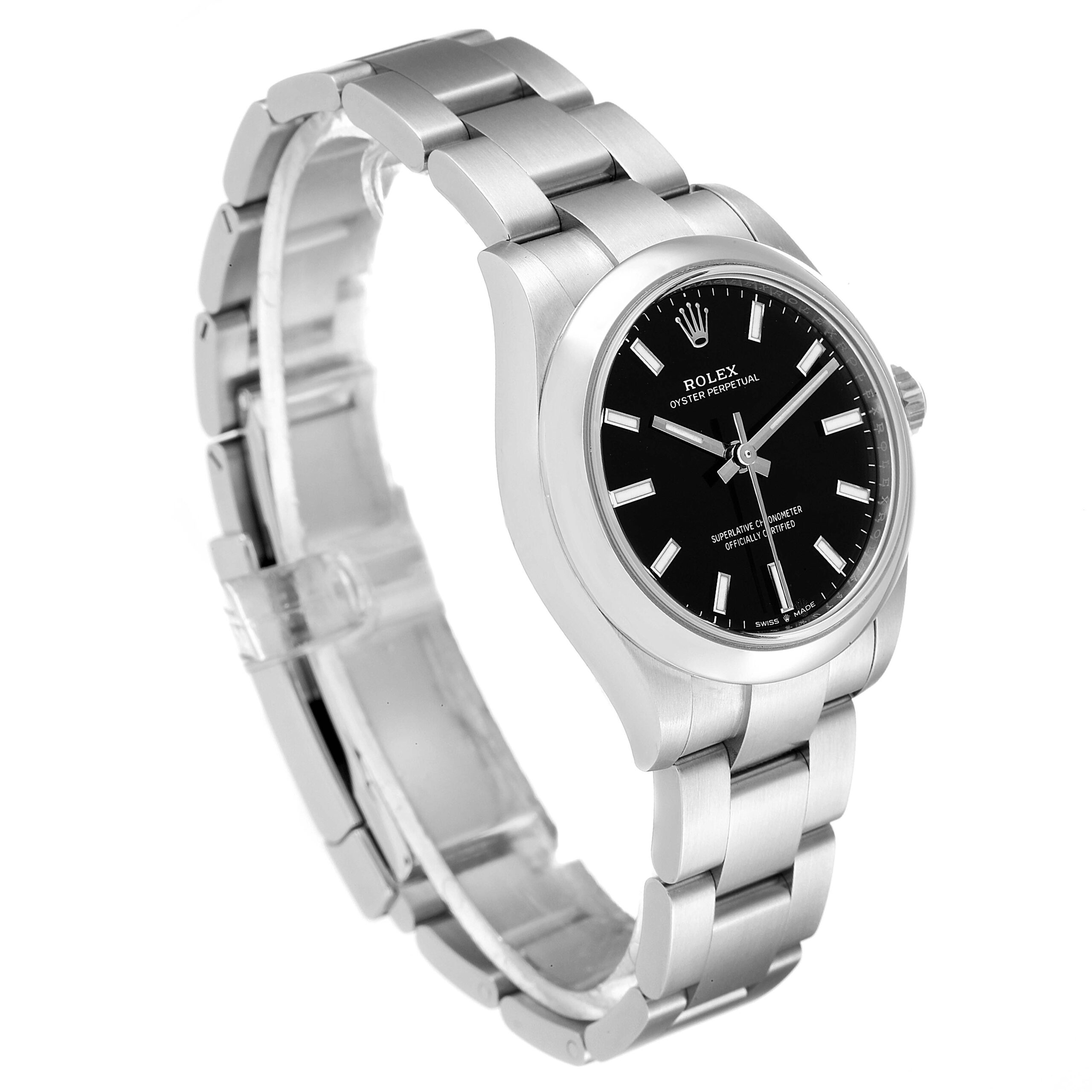 Rolex Midsize 31mm Black Dial Automatic Steel Ladies Watch 277200 Box Card