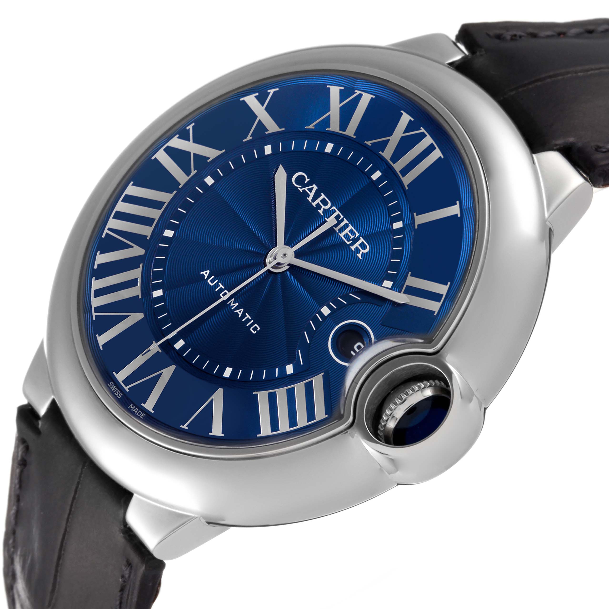 Cartier Ballon Bleu Blue Dial Steel Automatic Mens Watch WSBB0027