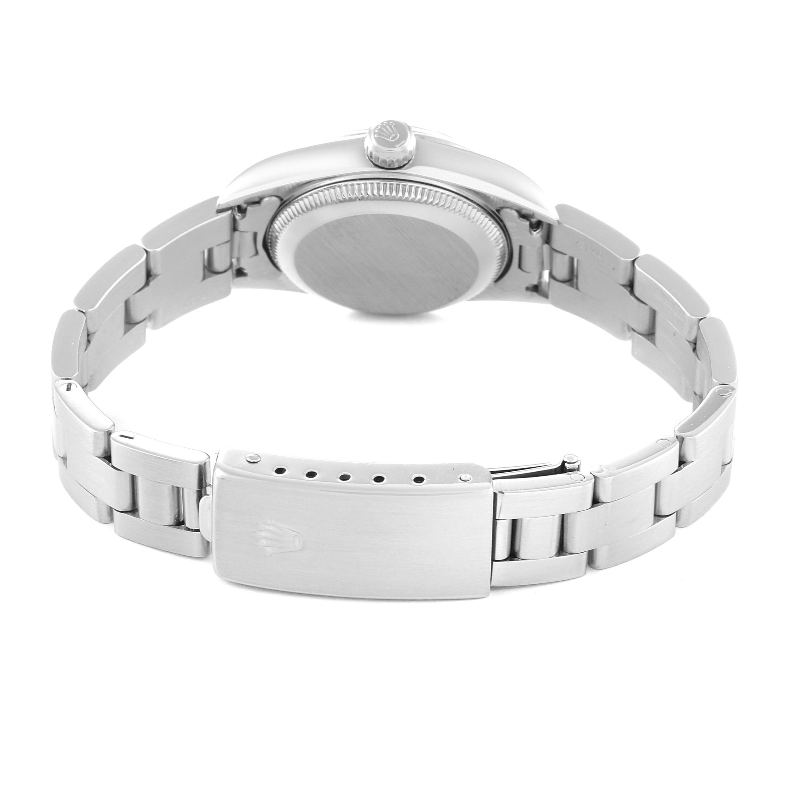 Rolex Oyster Perpetual 24mm Blue Dial Steel Ladies Watch 76080 Box Papers