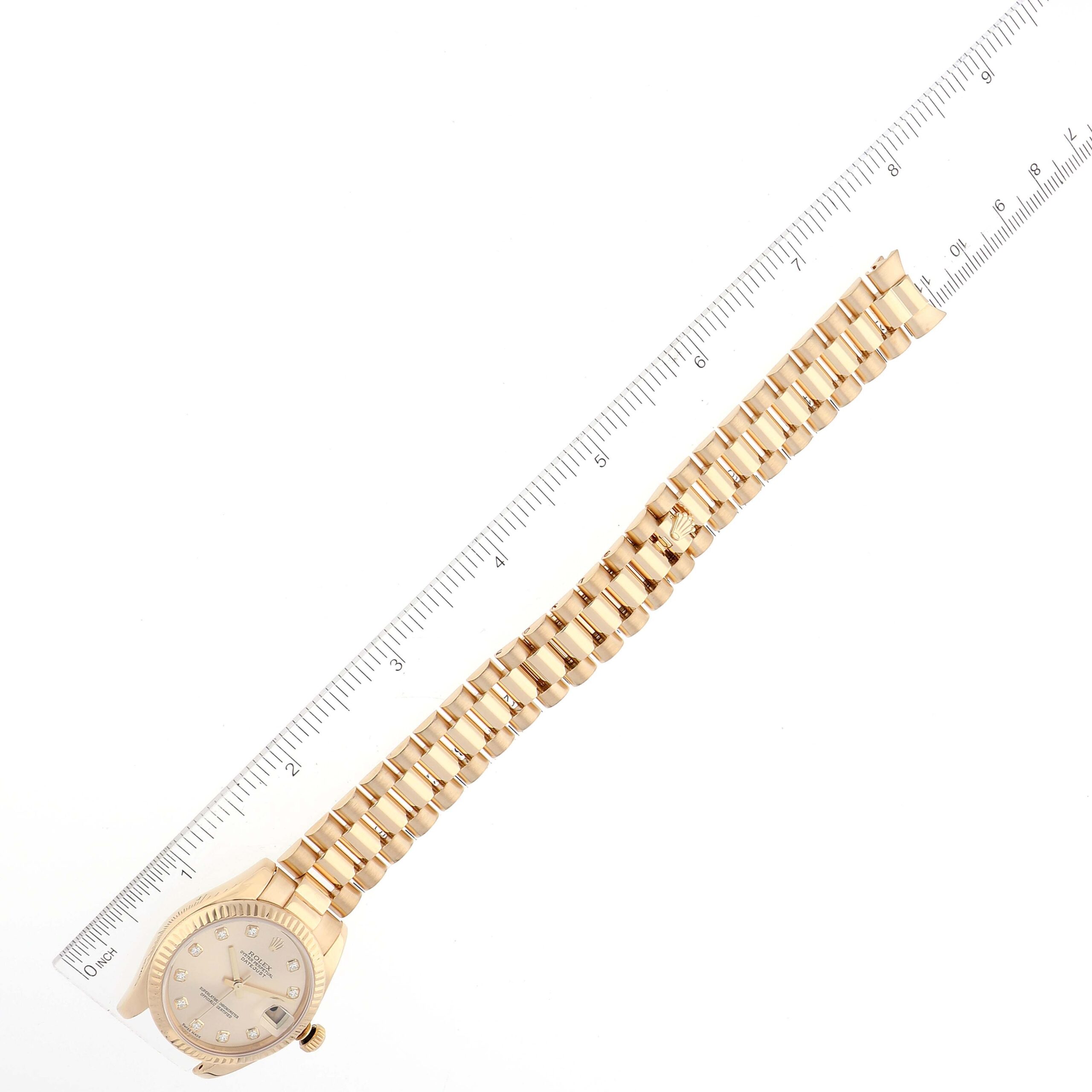 Rolex President Midsize Yellow Gold Diamond Ladies Watch 178278 Box Papers