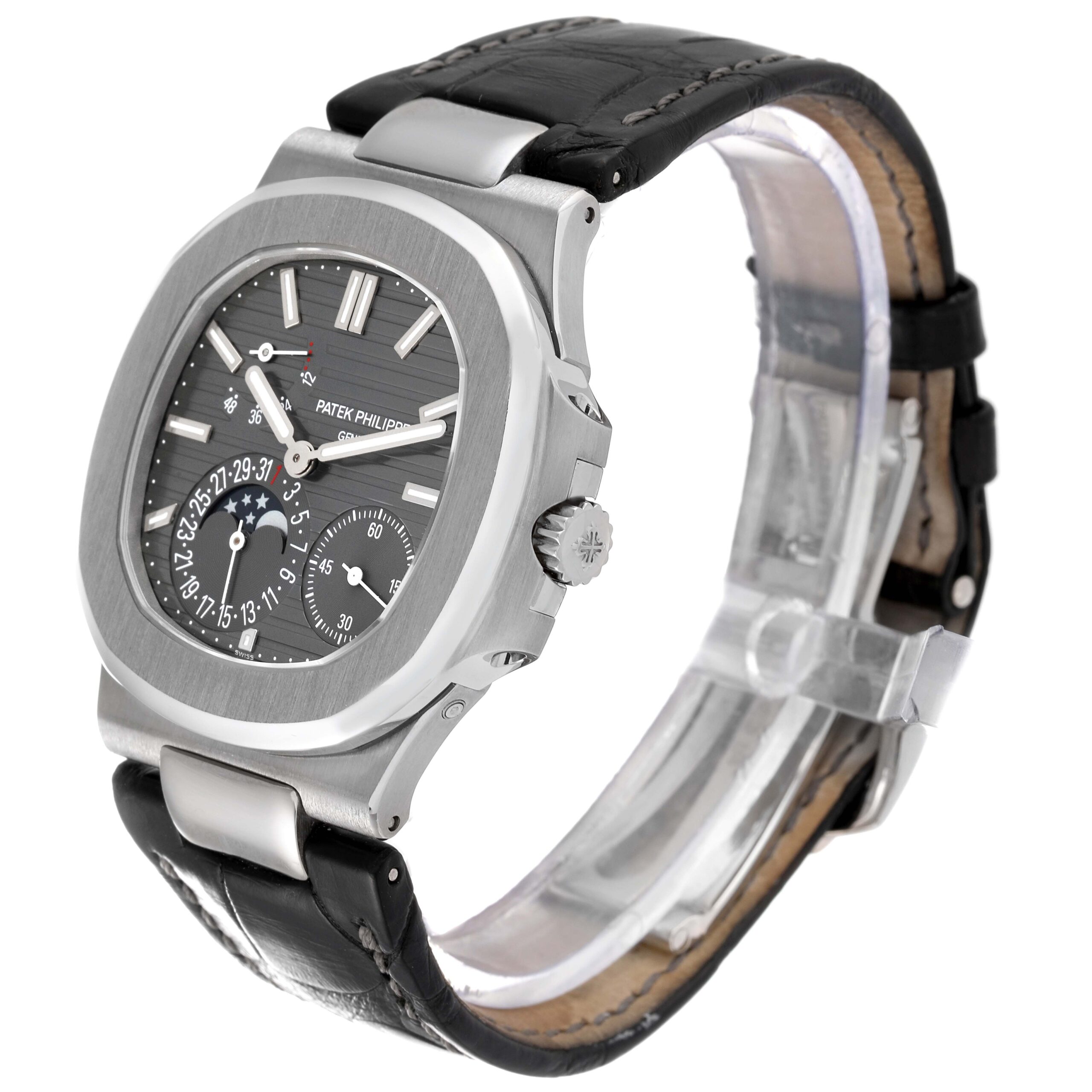 Patek Philippe Nautilus White Gold Moonphase Mens Watch 5712G Box Papers