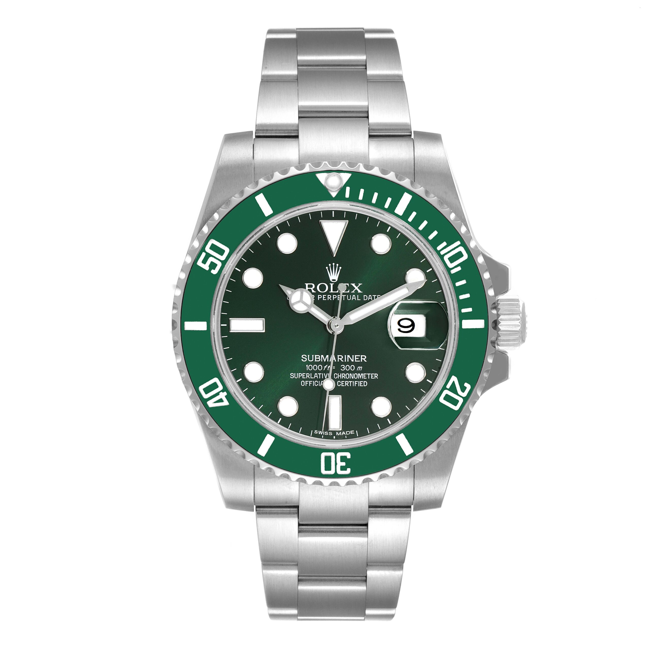 Rolex Submariner Hulk Green Dial Bezel Steel Mens Watch 116610LV Box Card