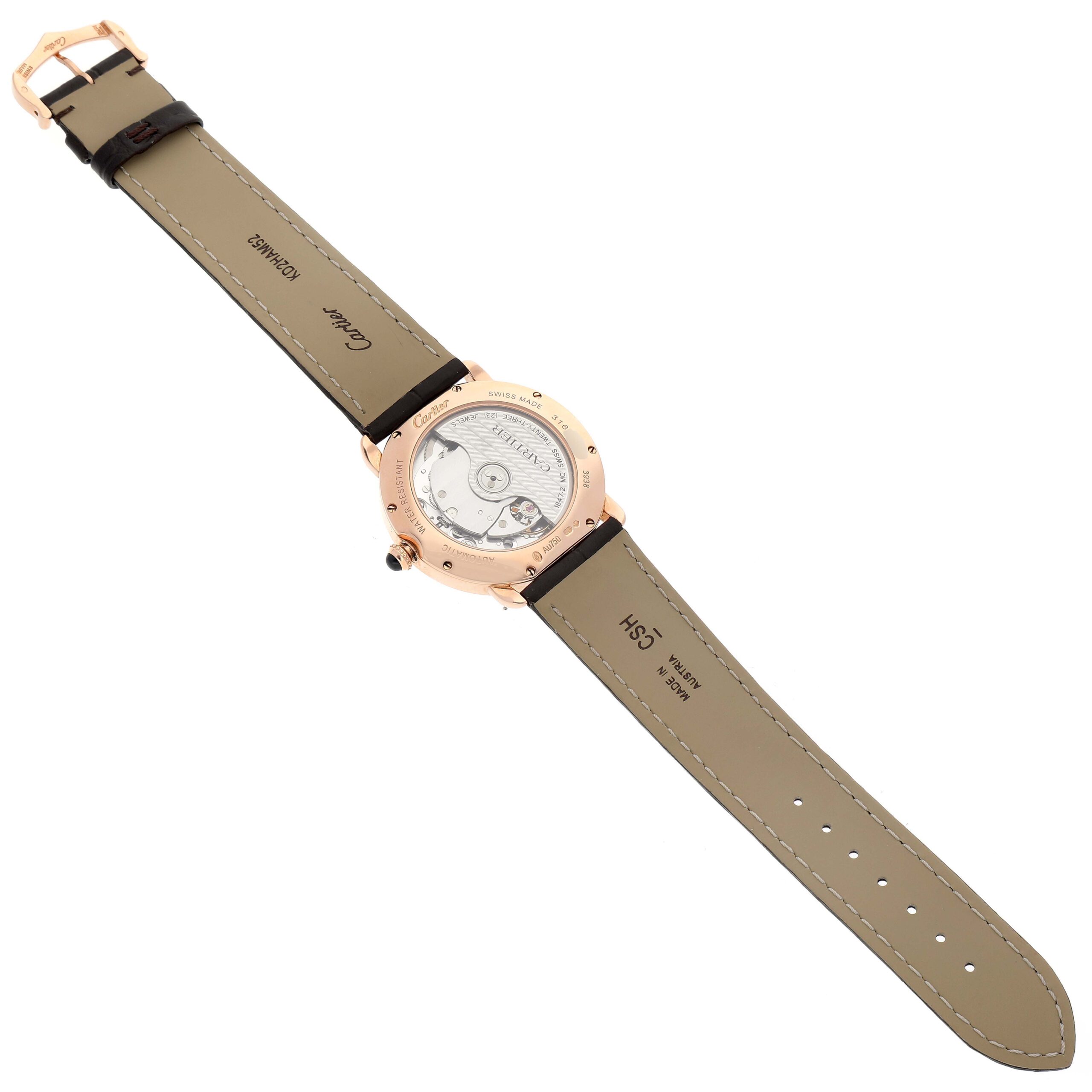 Cartier Ronde Louis Rose Gold Silver Dial Mens Watch WGRN0006 Box Card