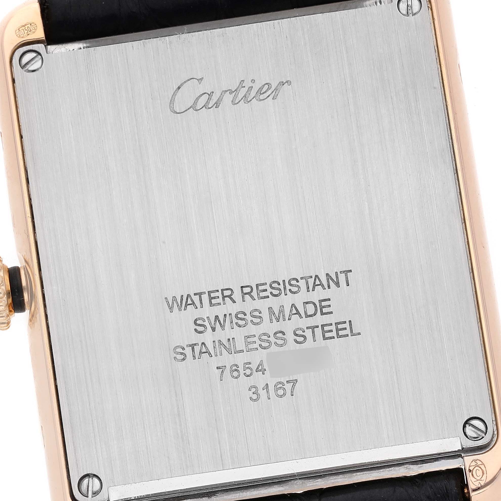 Cartier Tank Solo Large Rose Gold Steel Brown Strap Mens Watch W5200025