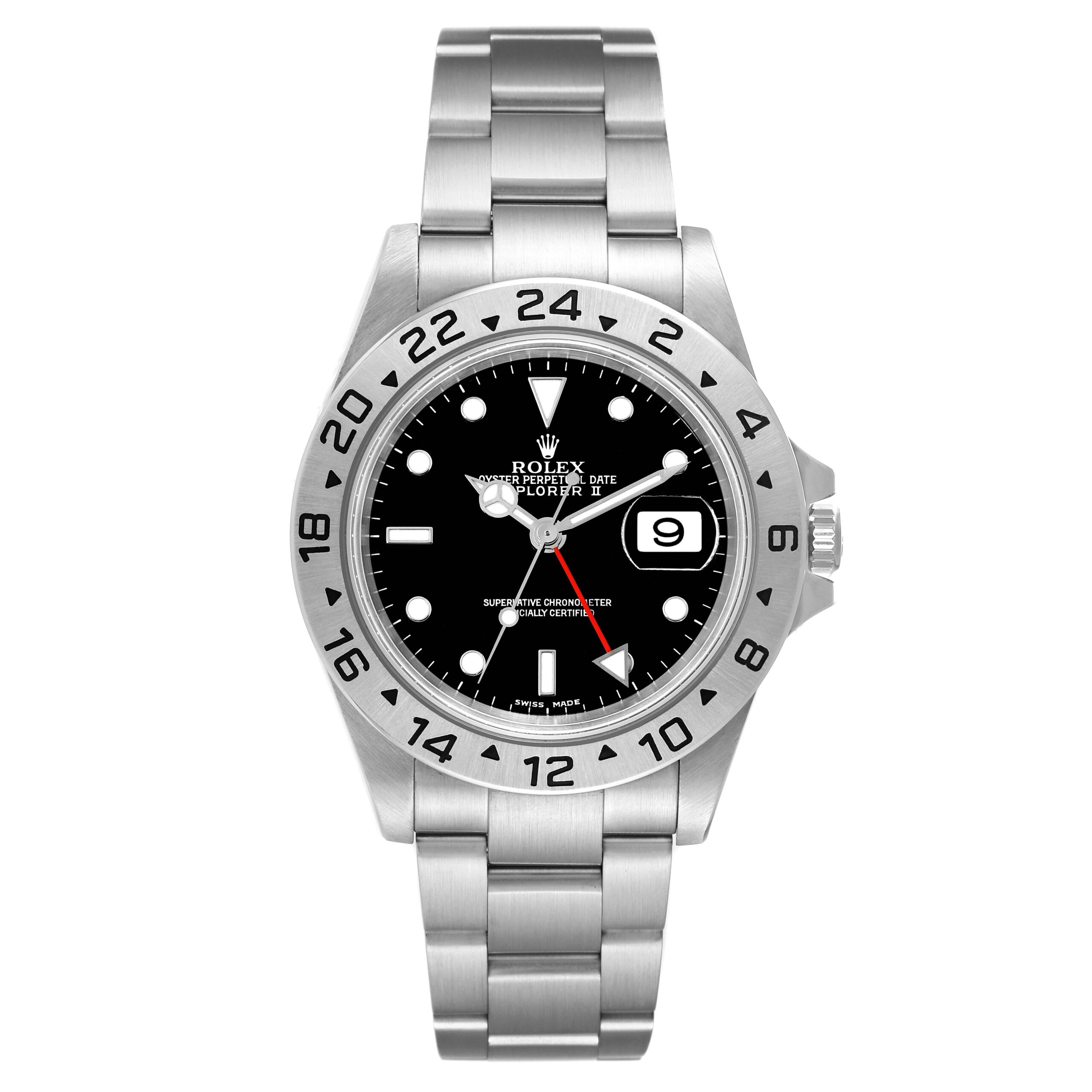 Rolex Explorer II Black Dial Steel Mens Watch 16570 Box Papers