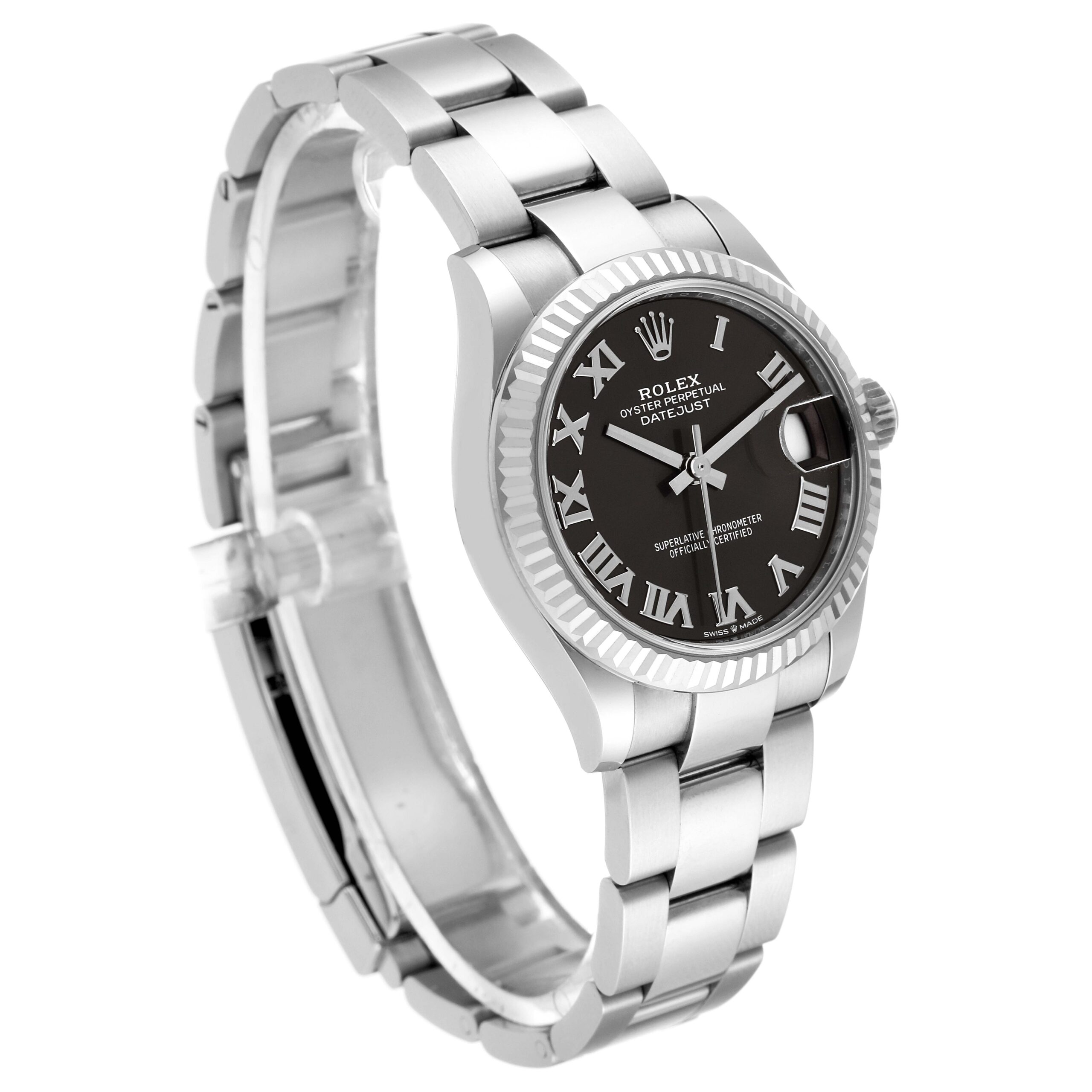 Rolex Datejust Midsize Steel White Gold Slate Dial Ladies Watch 278274 Box Card