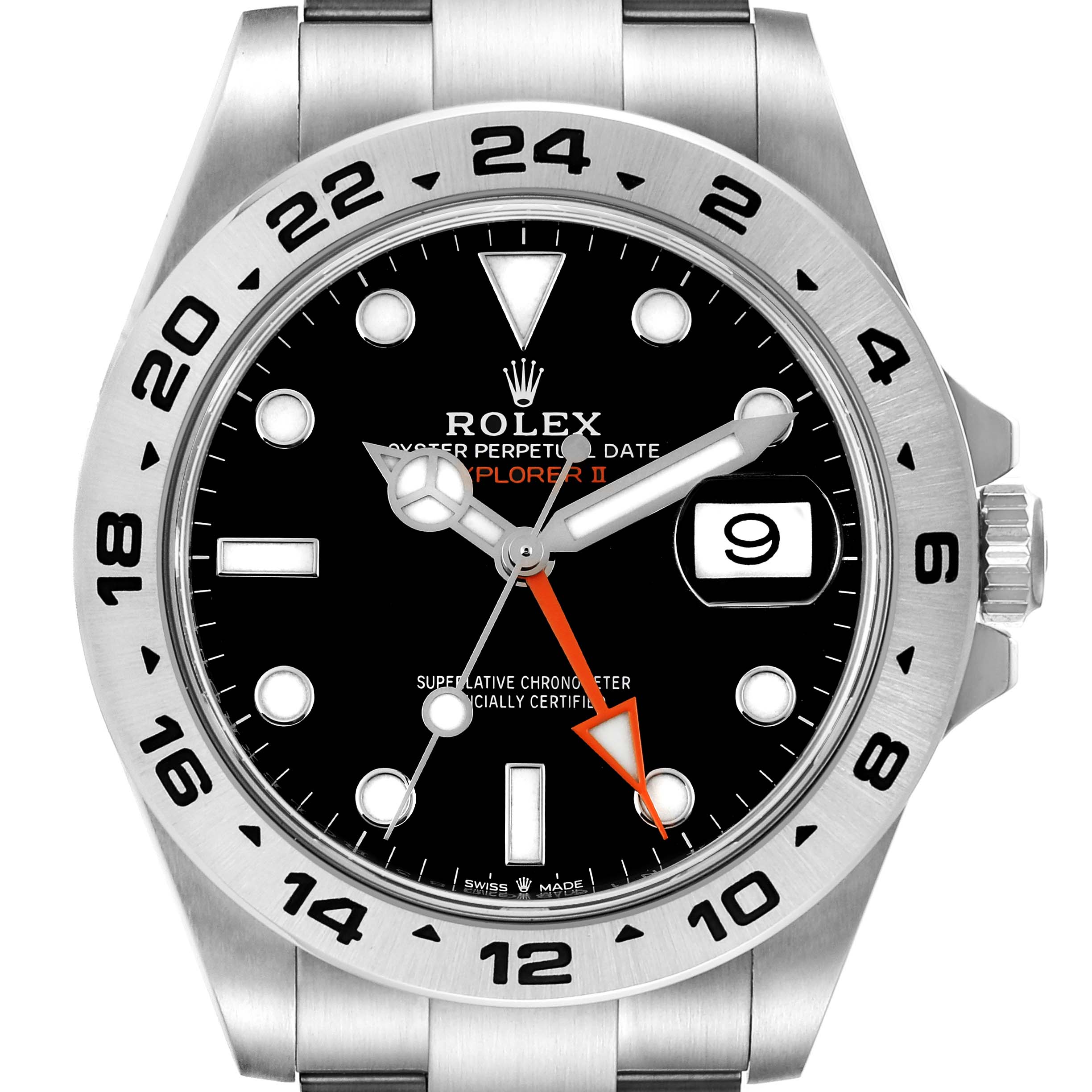 Rolex Explorer II 42 Black Dial Orange Hand Steel Watch 226570 Box Card