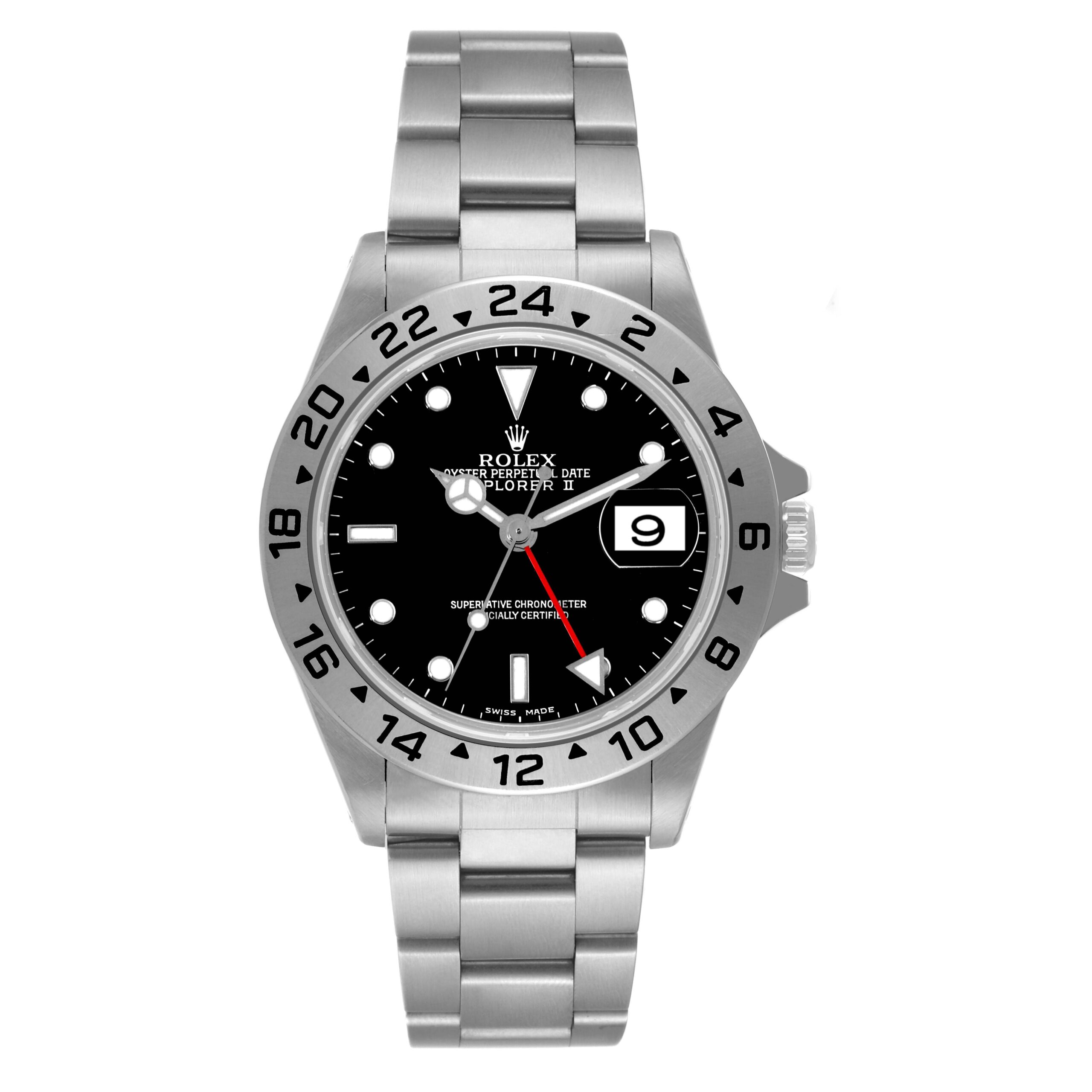 Rolex Explorer II Black Dial Parachrom Hairspring Mens Watch 16570 Box Papers