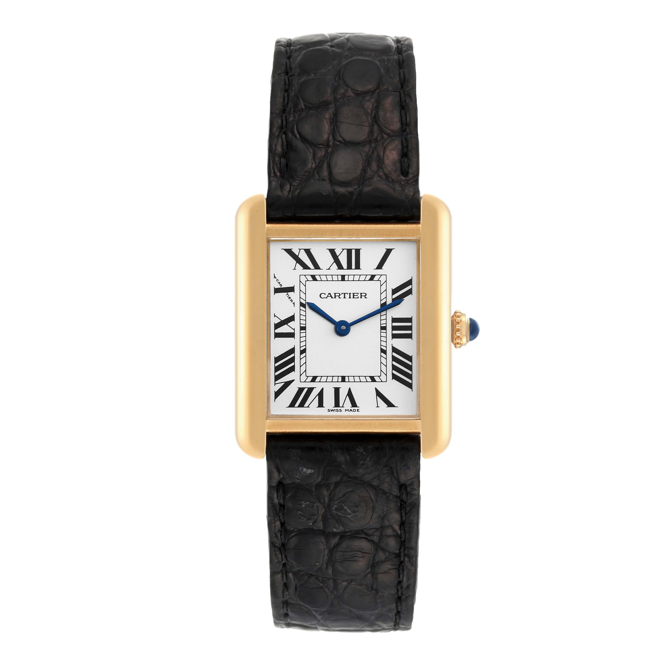Cartier Tank Solo Small Yellow Gold Steel Silver Dial Ladies Watch W1018755